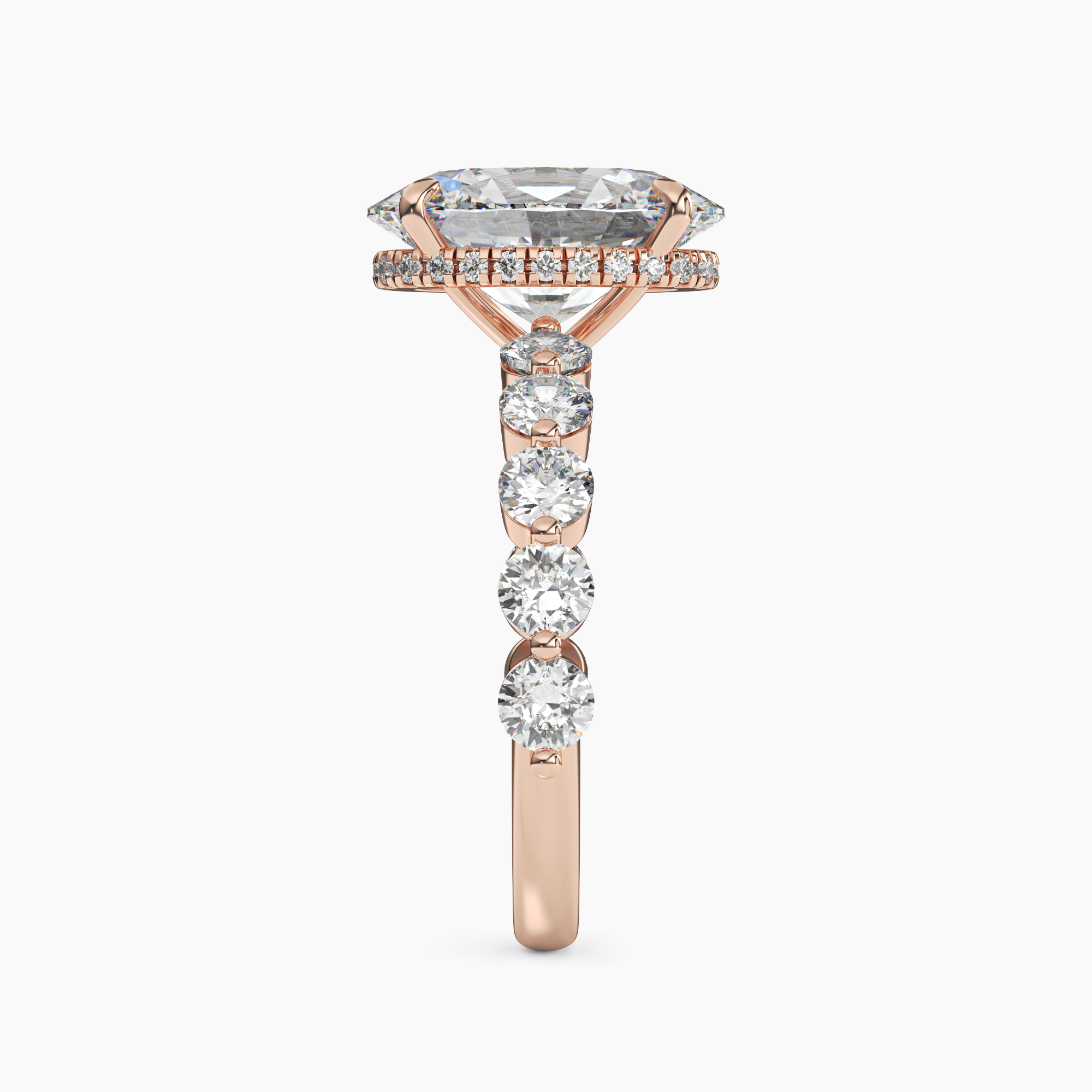 Mist Oval Hidden Halo 2 Carat Lab Grown Diamond Engagement Ring in 14K Rose Gold