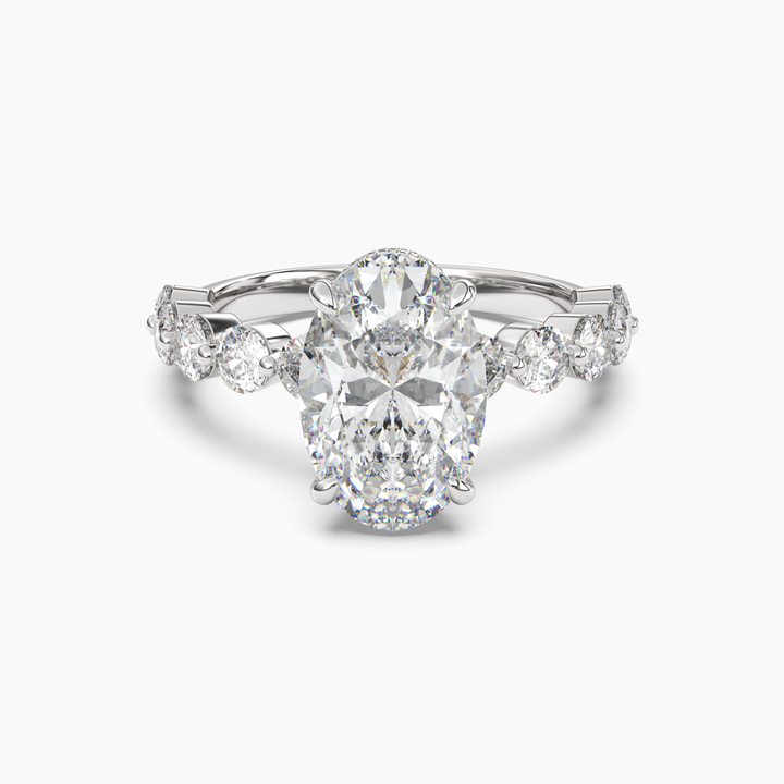 Mist Oval Hidden Halo 1.5 Carat Lab Grown Diamond Engagement Ring in 18K White Gold