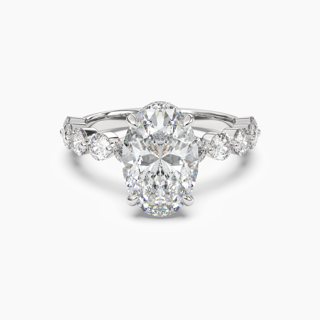 Mist Oval Hidden Halo 3 Carat Lab Grown Diamond Engagement Ring in 14K Yellow Gold