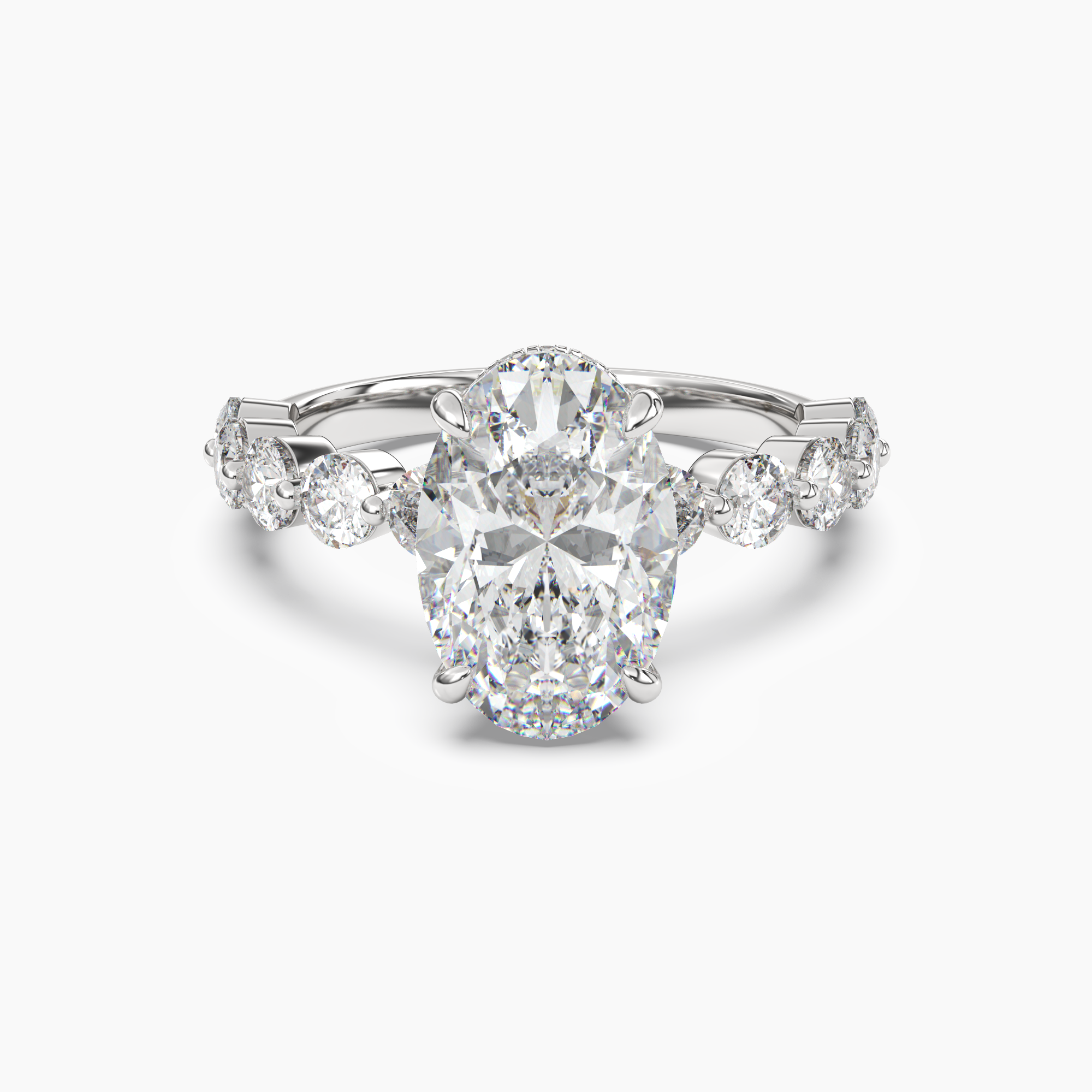 Mist Oval Hidden Halo 2 Carat Lab Grown Diamond Engagement Ring in 18K Yellow Gold