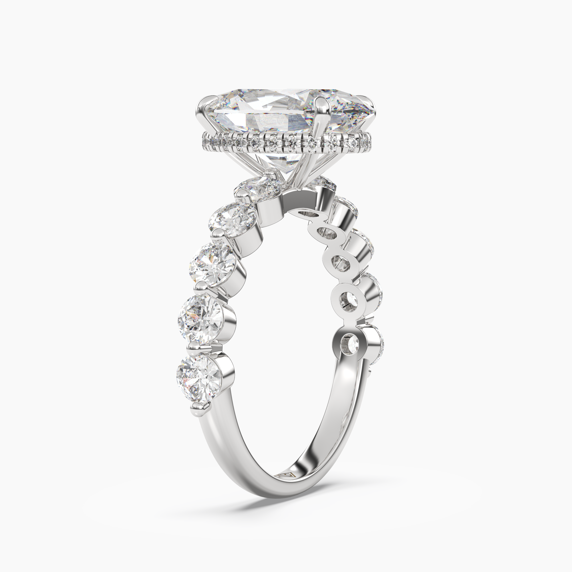 Mist Oval Hidden Halo 2 Carat Lab Grown Diamond Engagement Ring in 18K Yellow Gold