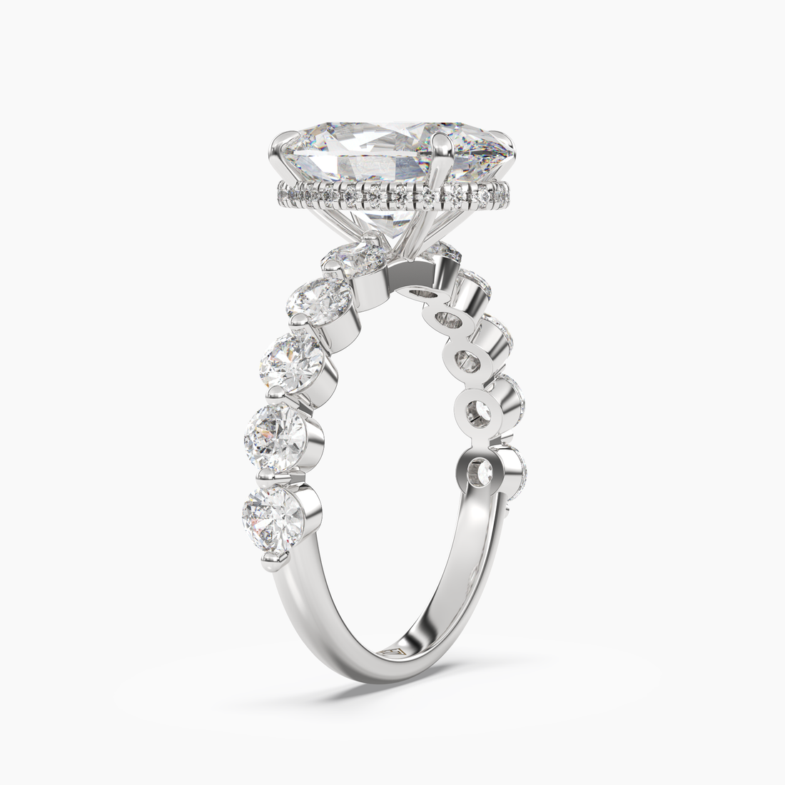 Mist Oval Hidden Halo 2 Carat Lab Grown Diamond Engagement Ring in 18K Yellow Gold