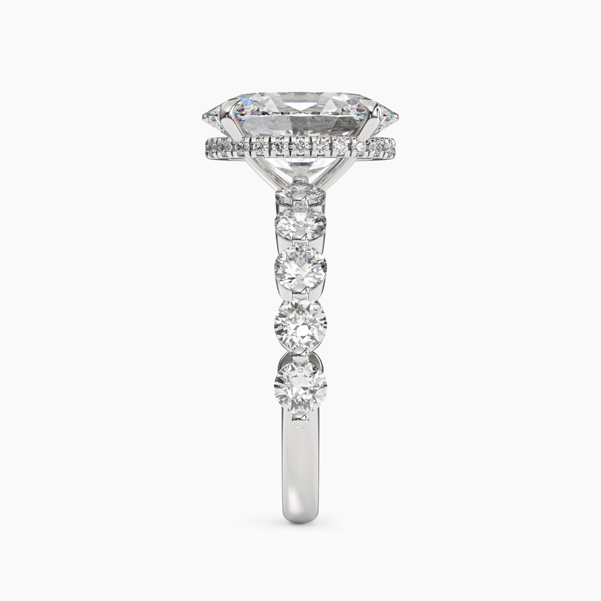 Mist Oval Hidden Halo 2.5 Carat Lab Grown Diamond Engagement Ring in 14K White Gold