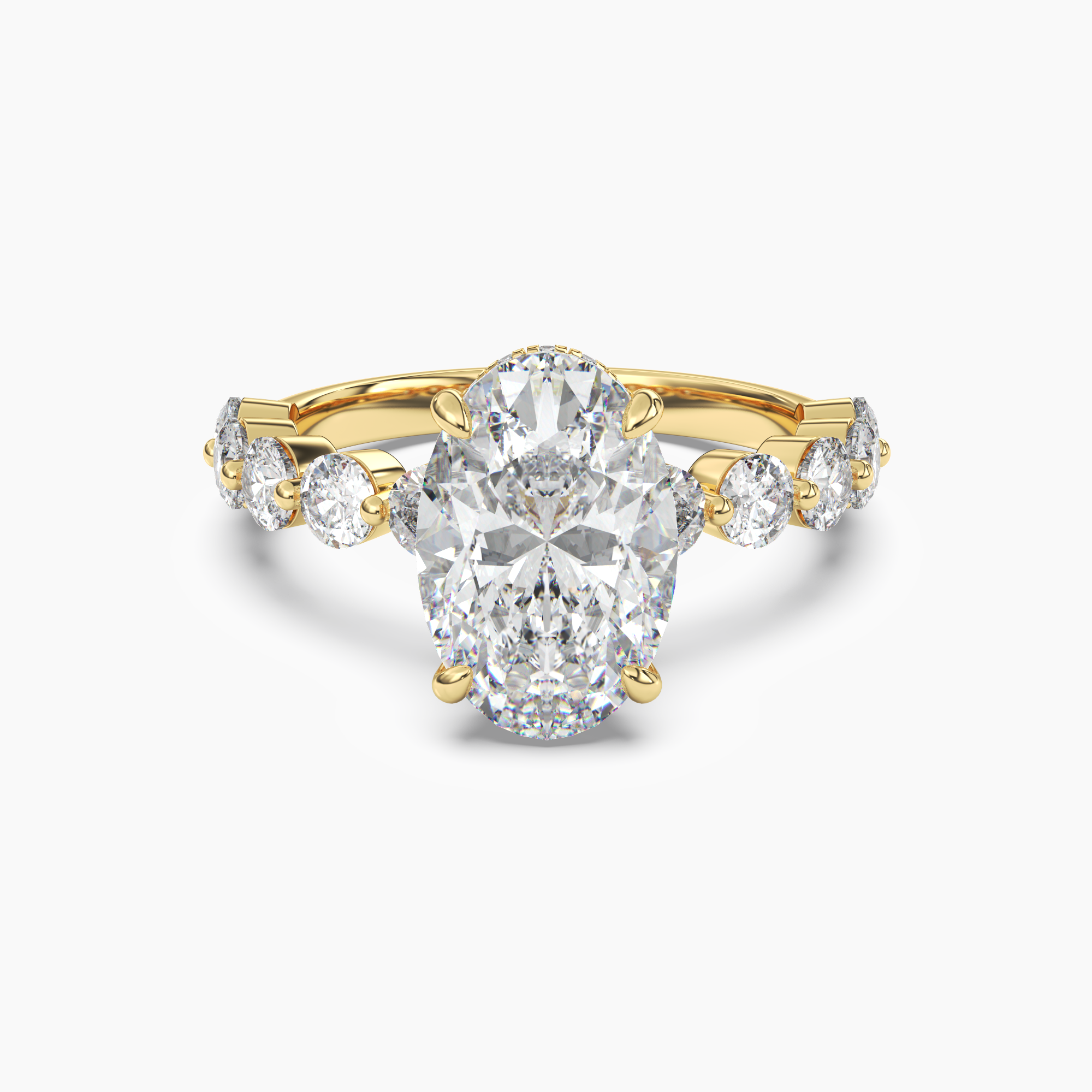Mist Oval Hidden Halo 1 Carat Lab Grown Diamond Engagement Ring in 18K Rose Gold