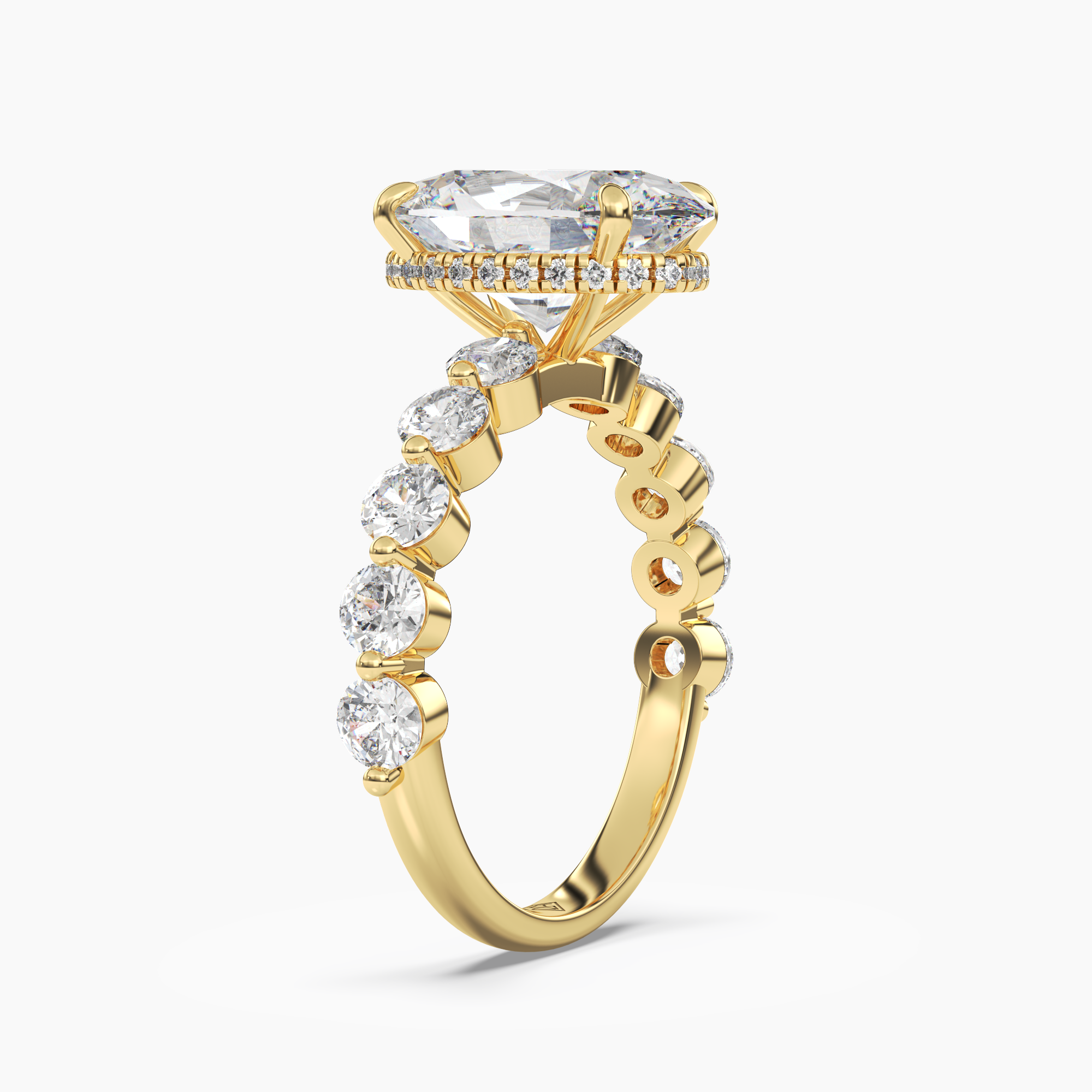 Mist Oval Hidden Halo 2.5 Carat Lab Grown Diamond Engagement Ring in 14K White Gold