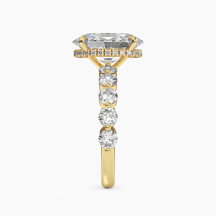Mist Oval Hidden Halo 2.5 Carat Lab Grown Diamond Engagement Ring in 18K Rose Gold