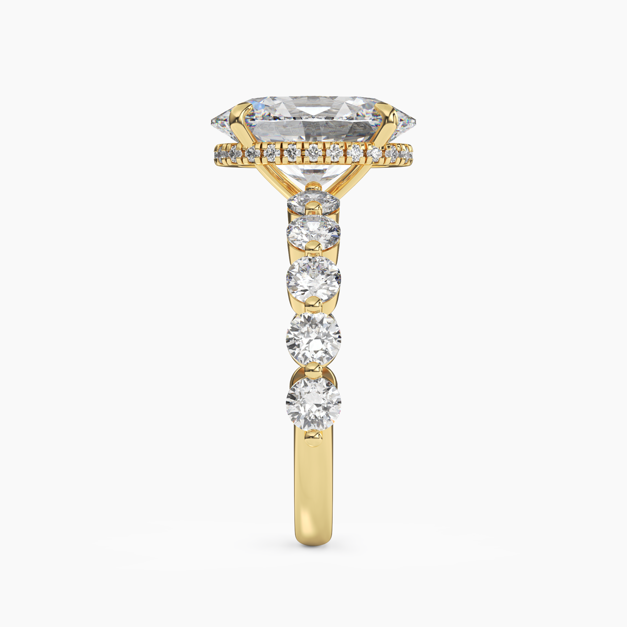 Mist Oval Hidden Halo 2.5 Carat Lab Grown Diamond Engagement Ring in 14K Rose Gold