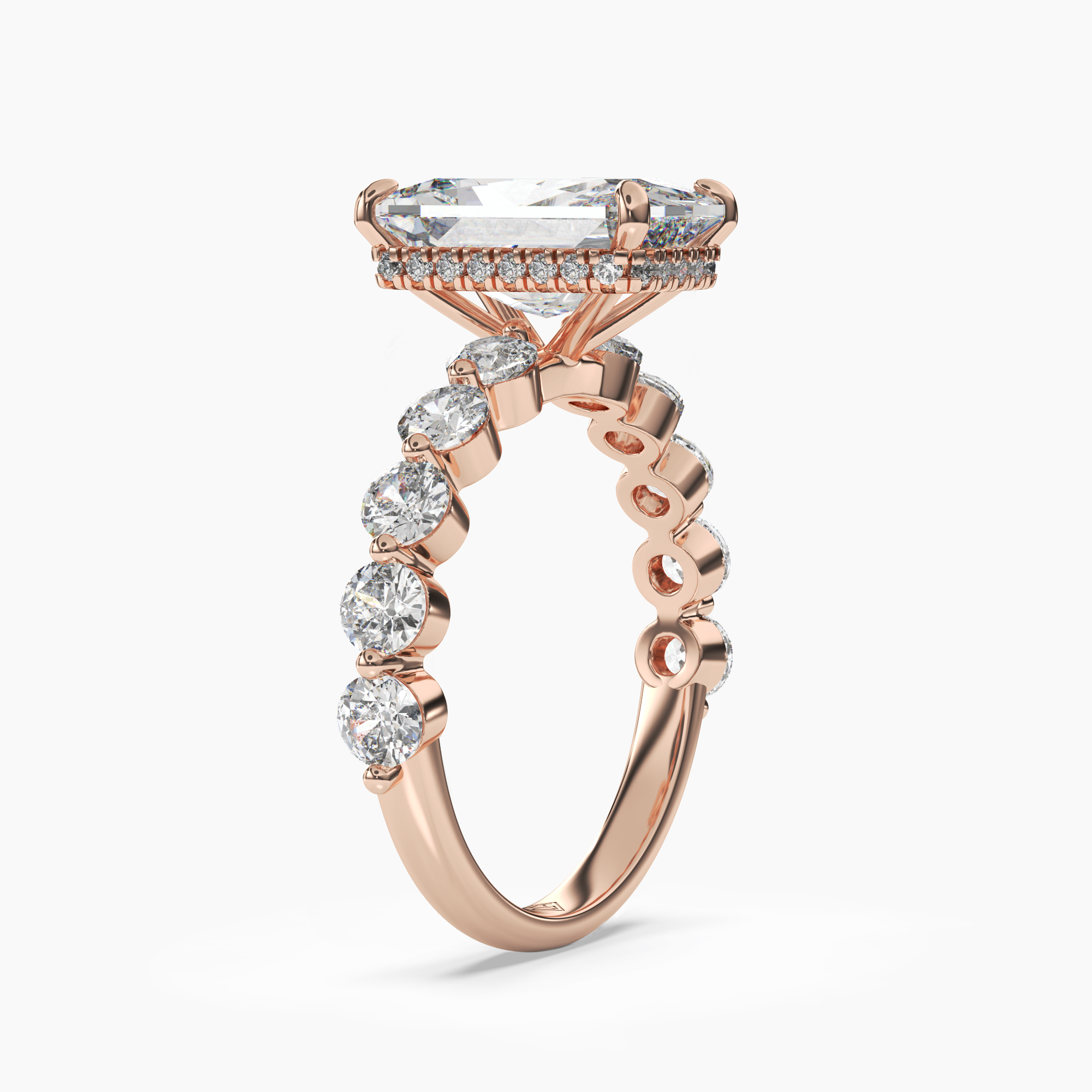 Mist Radiant Hidden Halo 1 Carat Lab Grown Diamond Engagement Ring in 14K Rose Gold