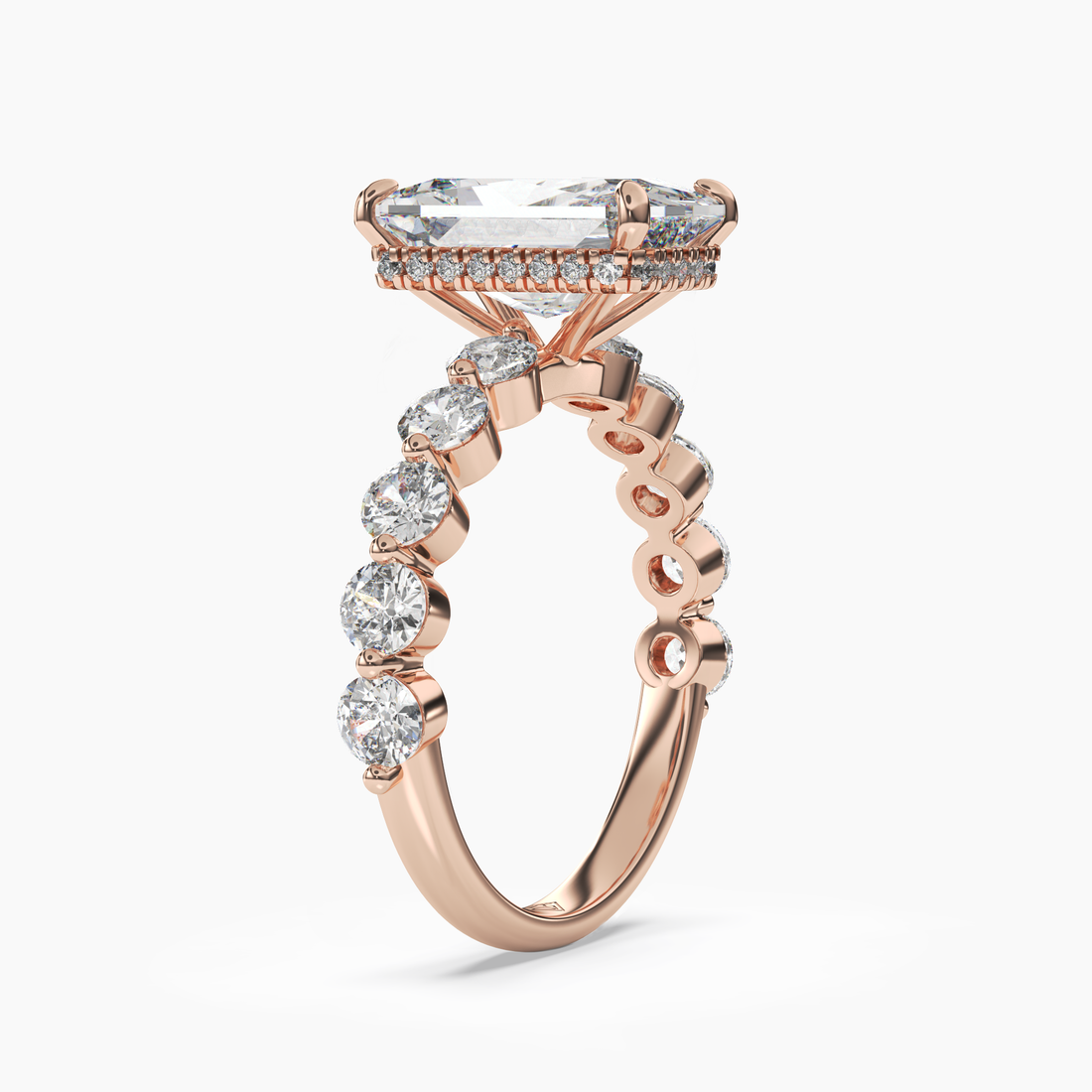 Mist Radiant Hidden Halo 1 Carat Lab Grown Diamond Engagement Ring in 14K Rose Gold