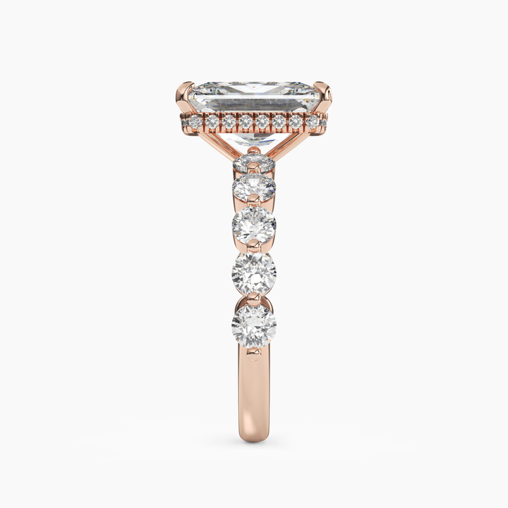 Mist Radiant Hidden Halo 1.5 Carat Lab Grown Diamond Engagement Ring in 18K Yellow Gold