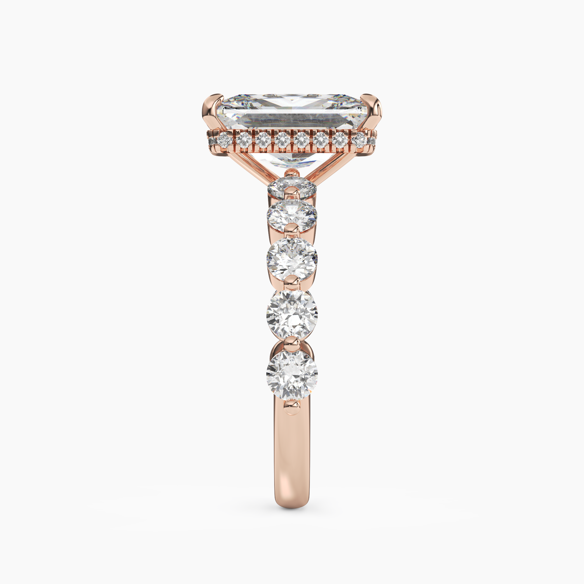 Mist Radiant Hidden Halo Diamond Ring Setting in 18K Yellow Gold
