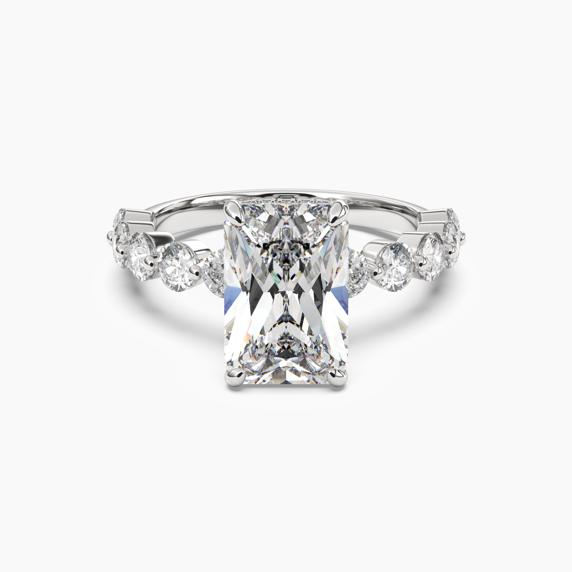 Mist Radiant Hidden Halo 1 Carat Lab Grown Diamond Engagement Ring in 14K White Gold