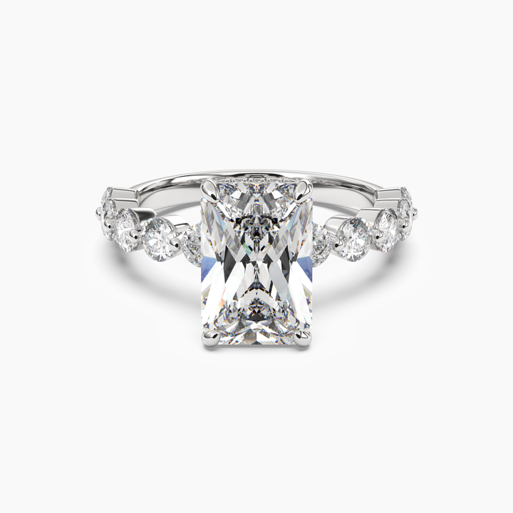Mist Radiant Hidden Halo 1 Carat Lab Grown Diamond Engagement Ring in 14K White Gold