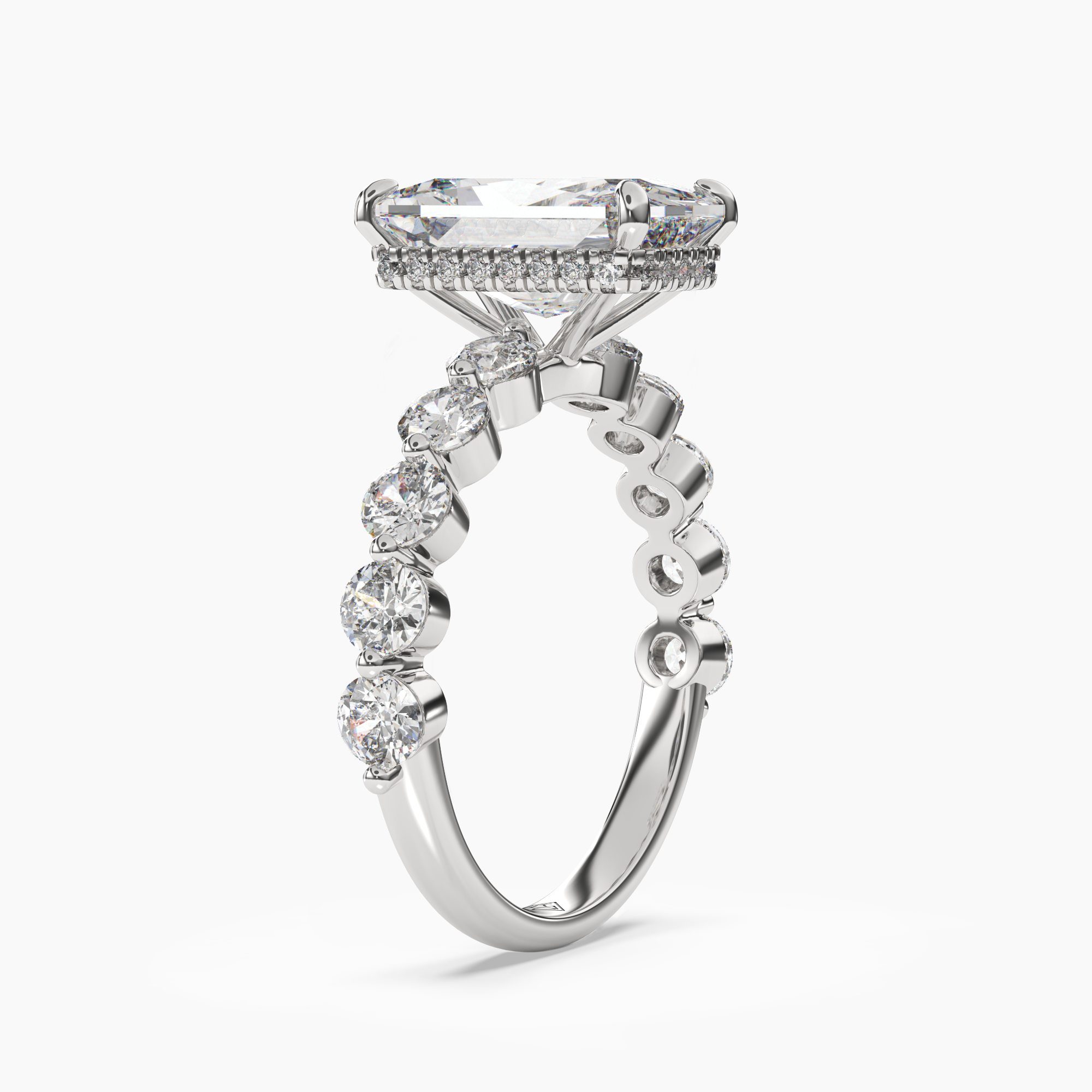 Mist Radiant Hidden Halo 2 Carat Lab Grown Diamond Engagement Ring in 14K Yellow Gold