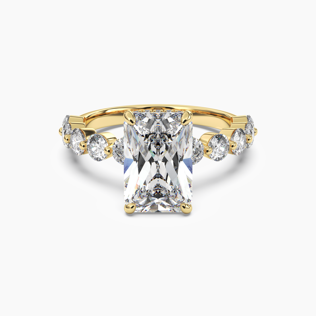 Mist Radiant Hidden Halo 1 Carat Lab Grown Diamond Engagement Ring in 18K Yellow Gold