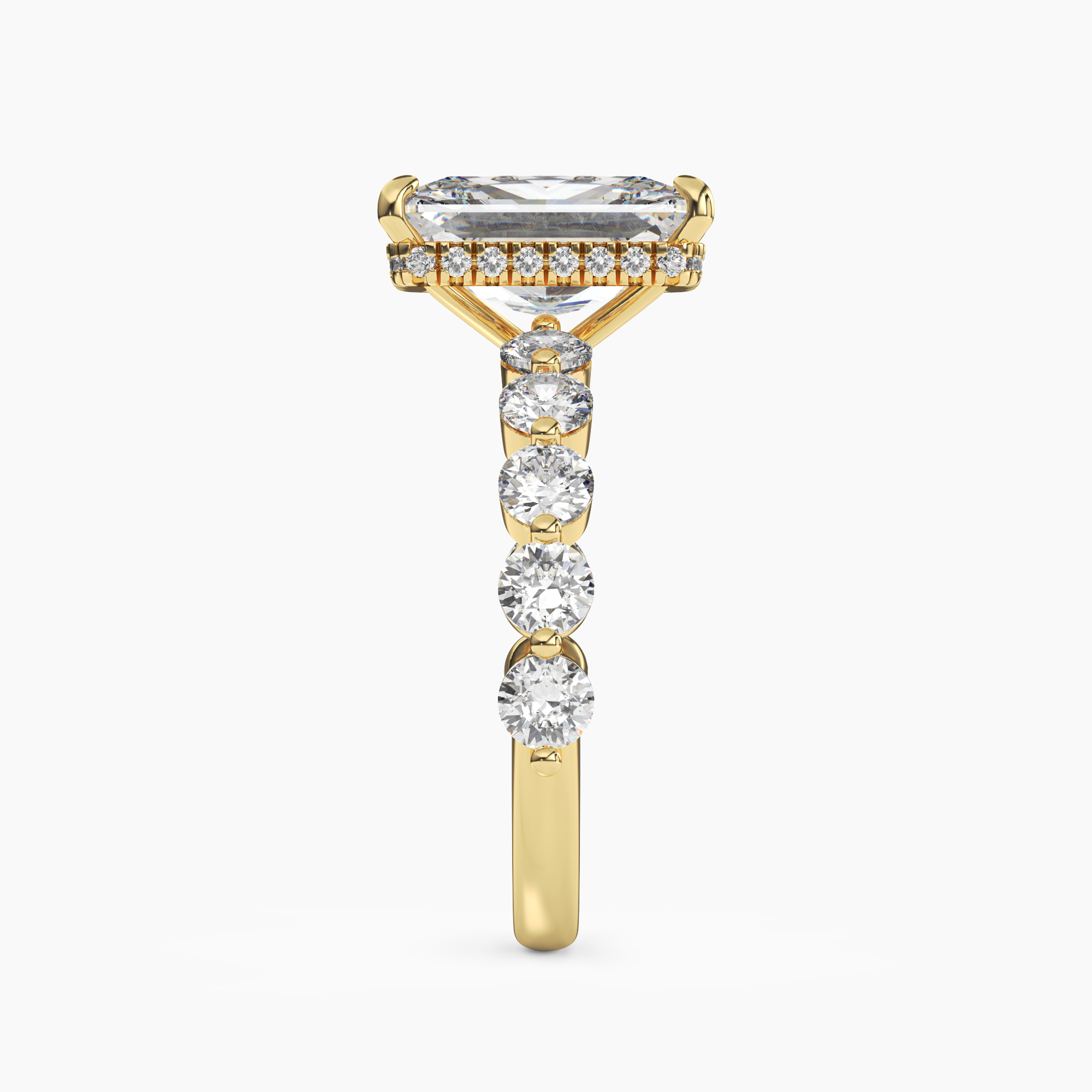 Mist Radiant Hidden Halo 2.5 Carat Lab Grown Diamond Engagement Ring in 18K Yellow Gold