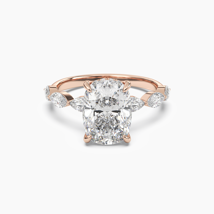 Rosemist Cushion Hidden Halo 2 Carat Lab Grown Diamond Engagement Ring in 14K Rose Gold