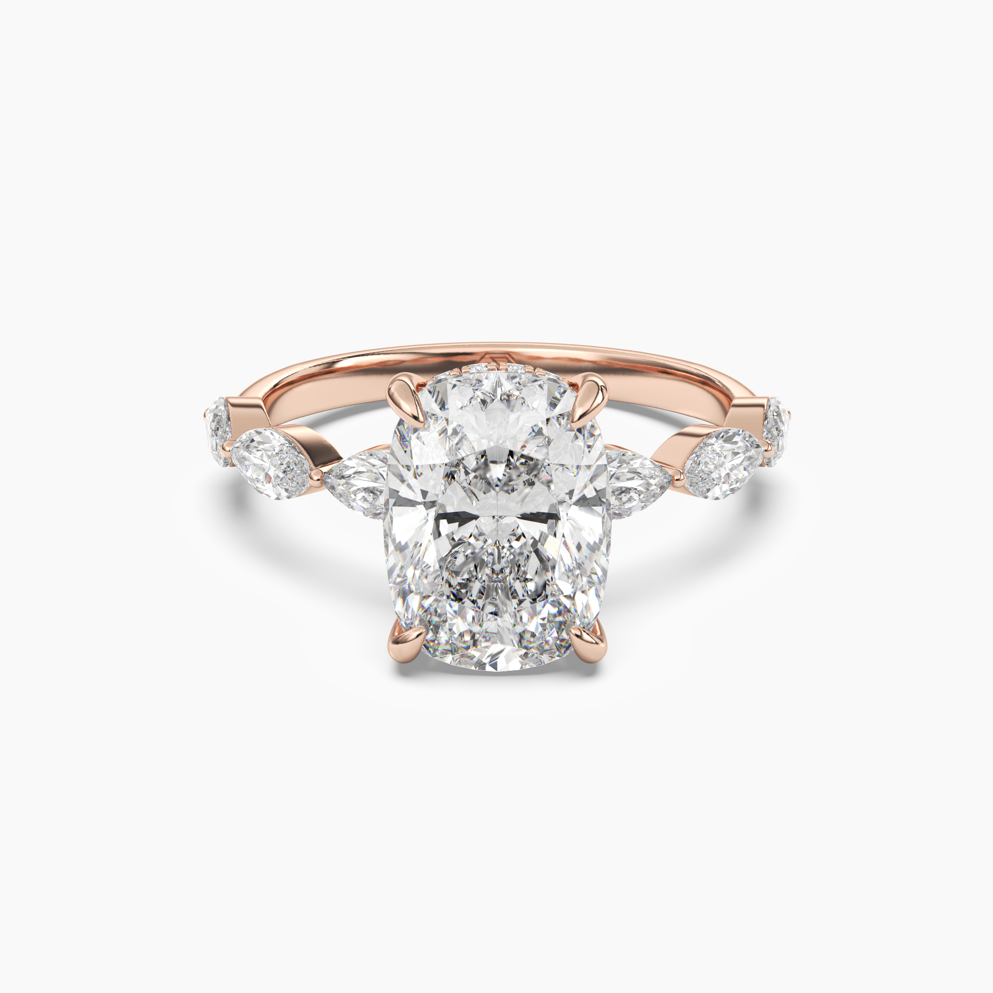 Rosemist Cushion Hidden Halo Diamond Ring Setting in 18K Rose Gold