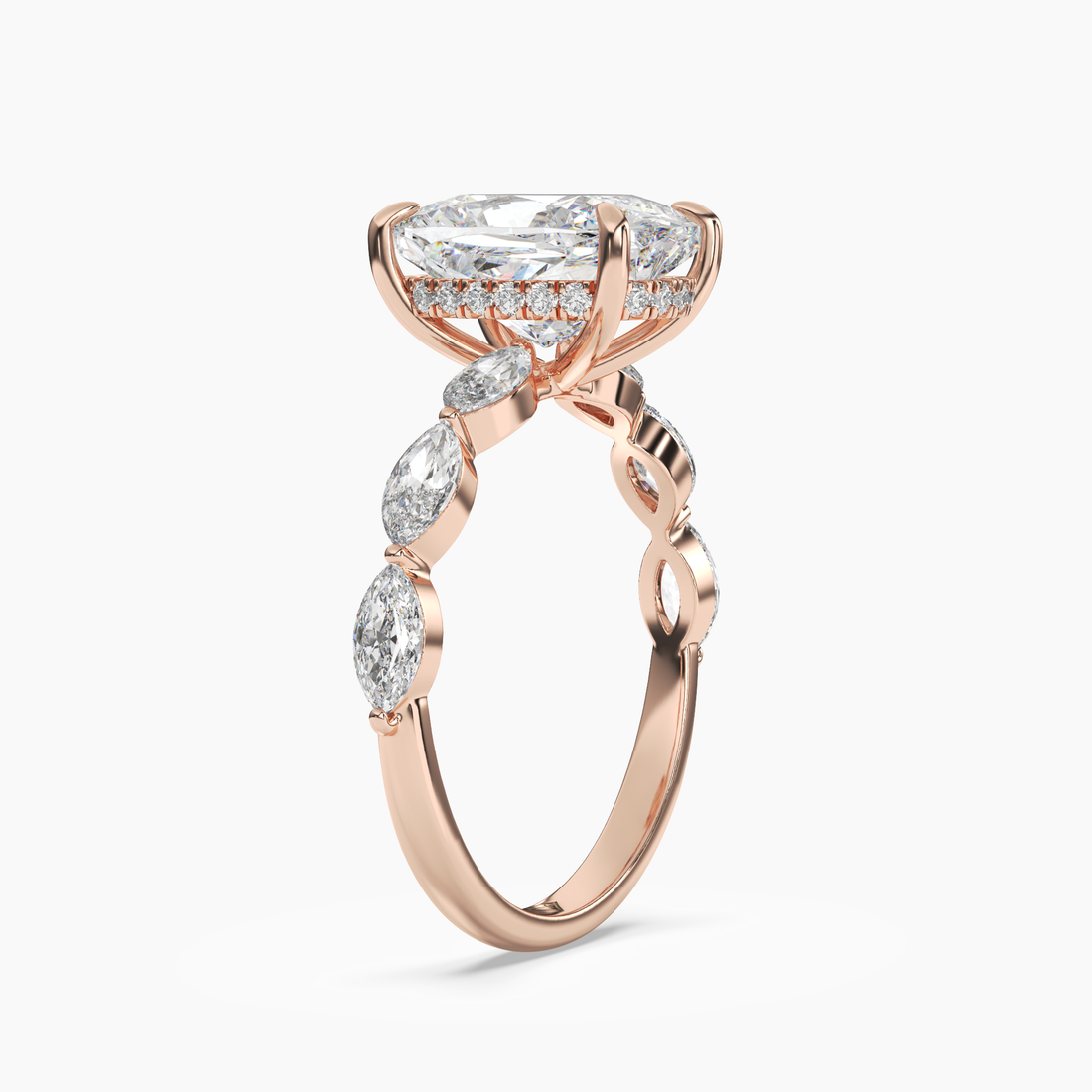 Rosemist Cushion Hidden Halo 1.5 Carat Lab Grown Diamond Engagement Ring in 18K White Gold