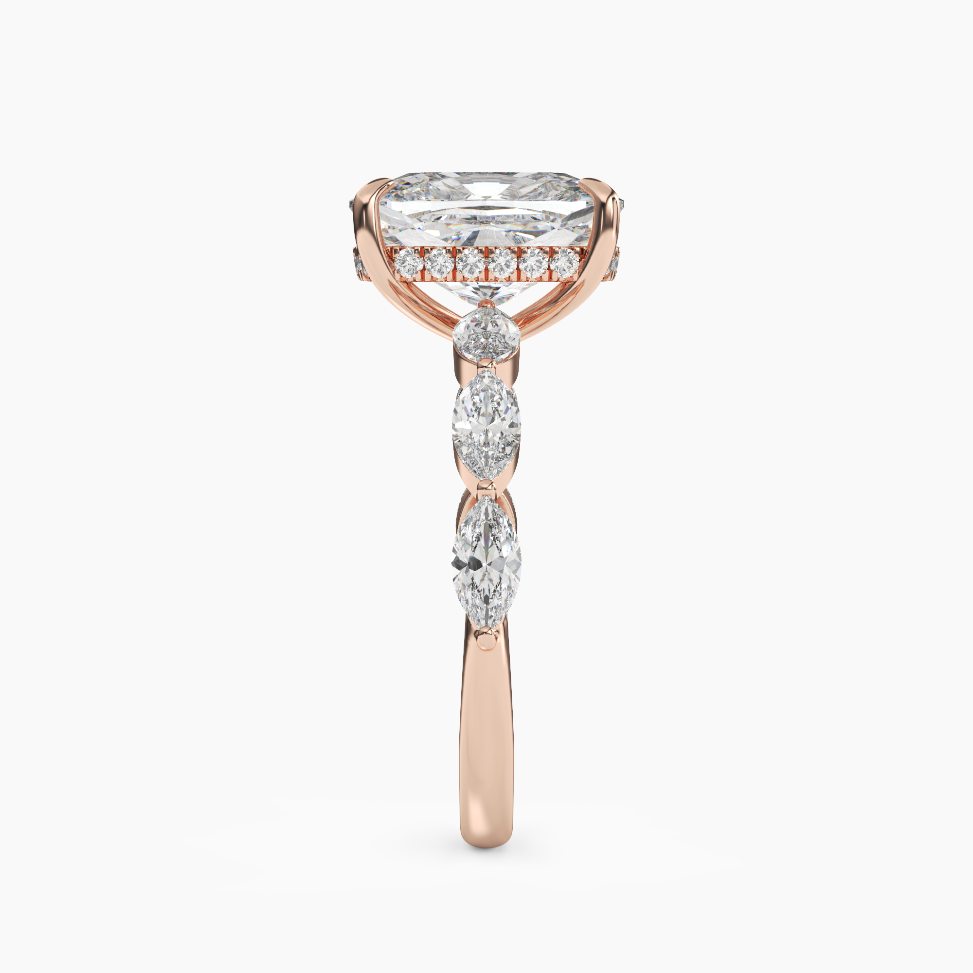 Rosemist Cushion Hidden Halo Diamond Ring Setting in 14K Rose Gold