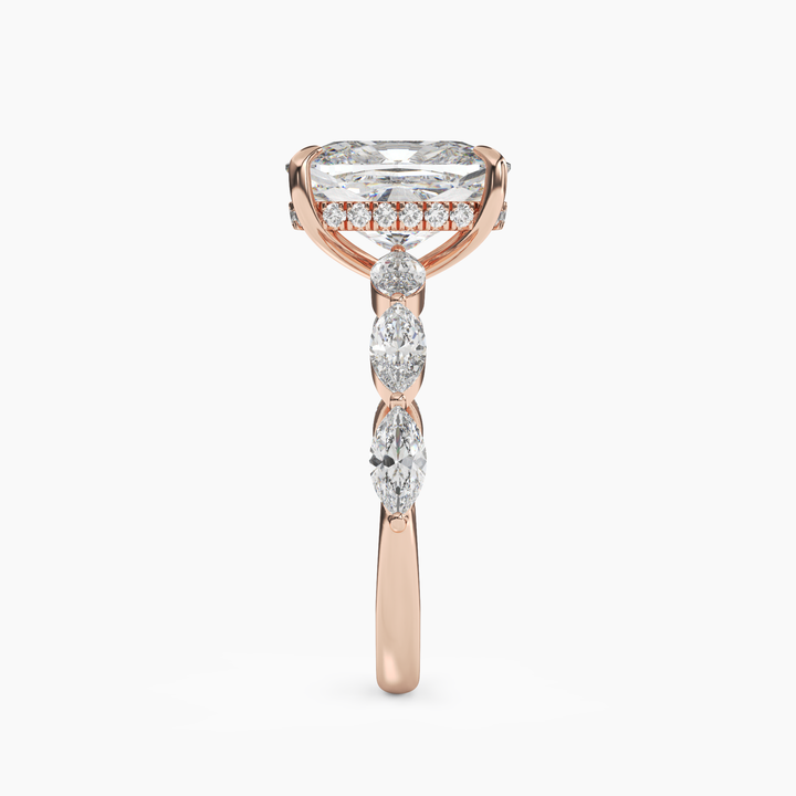 Rosemist Cushion Hidden Halo 1.5 Carat Lab Grown Diamond Engagement Ring in 18K White Gold
