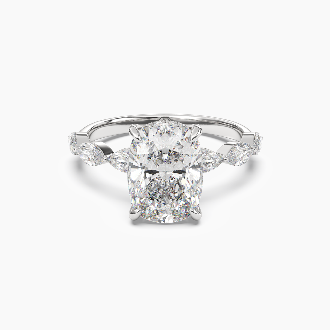 Rosemist Cushion Hidden Halo 3 Carat Lab Grown Diamond Engagement Ring in 18K Rose Gold