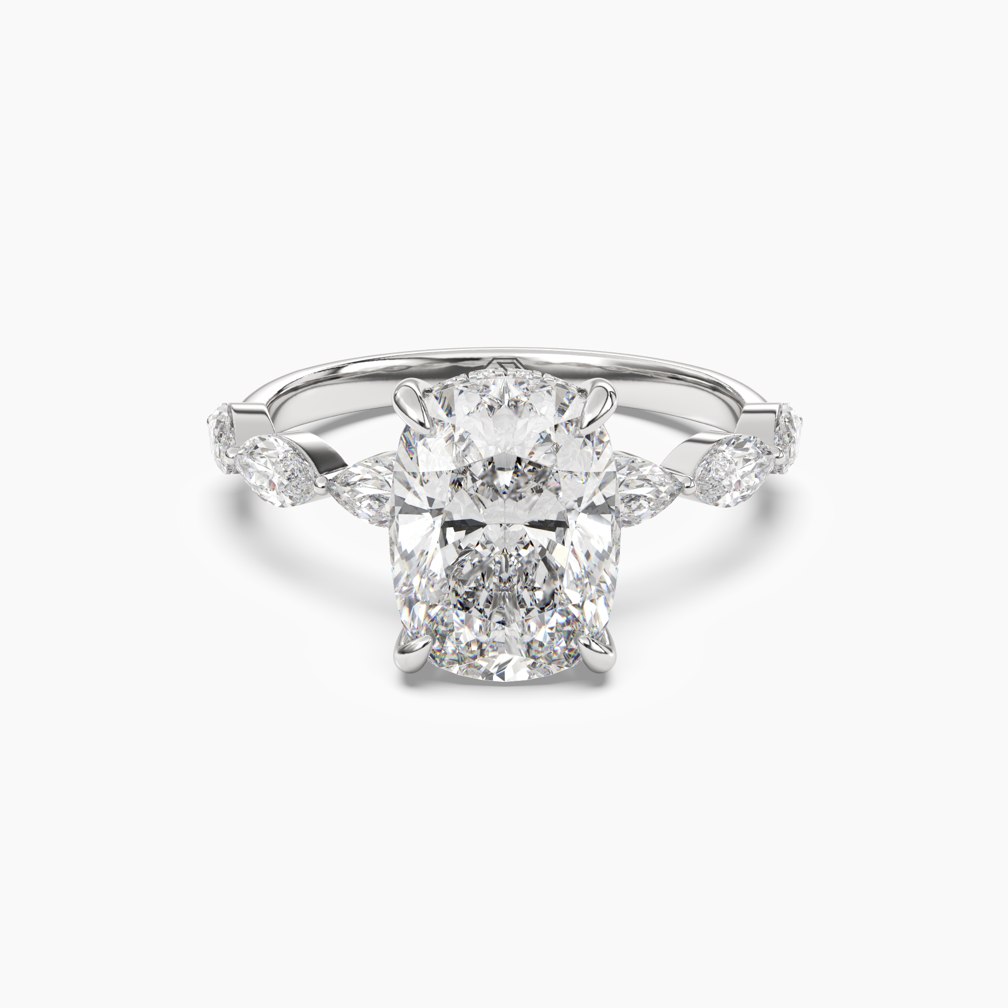Rosemist Cushion Hidden Halo 1 Carat Lab Grown Diamond Engagement Ring in 14K Yellow Gold