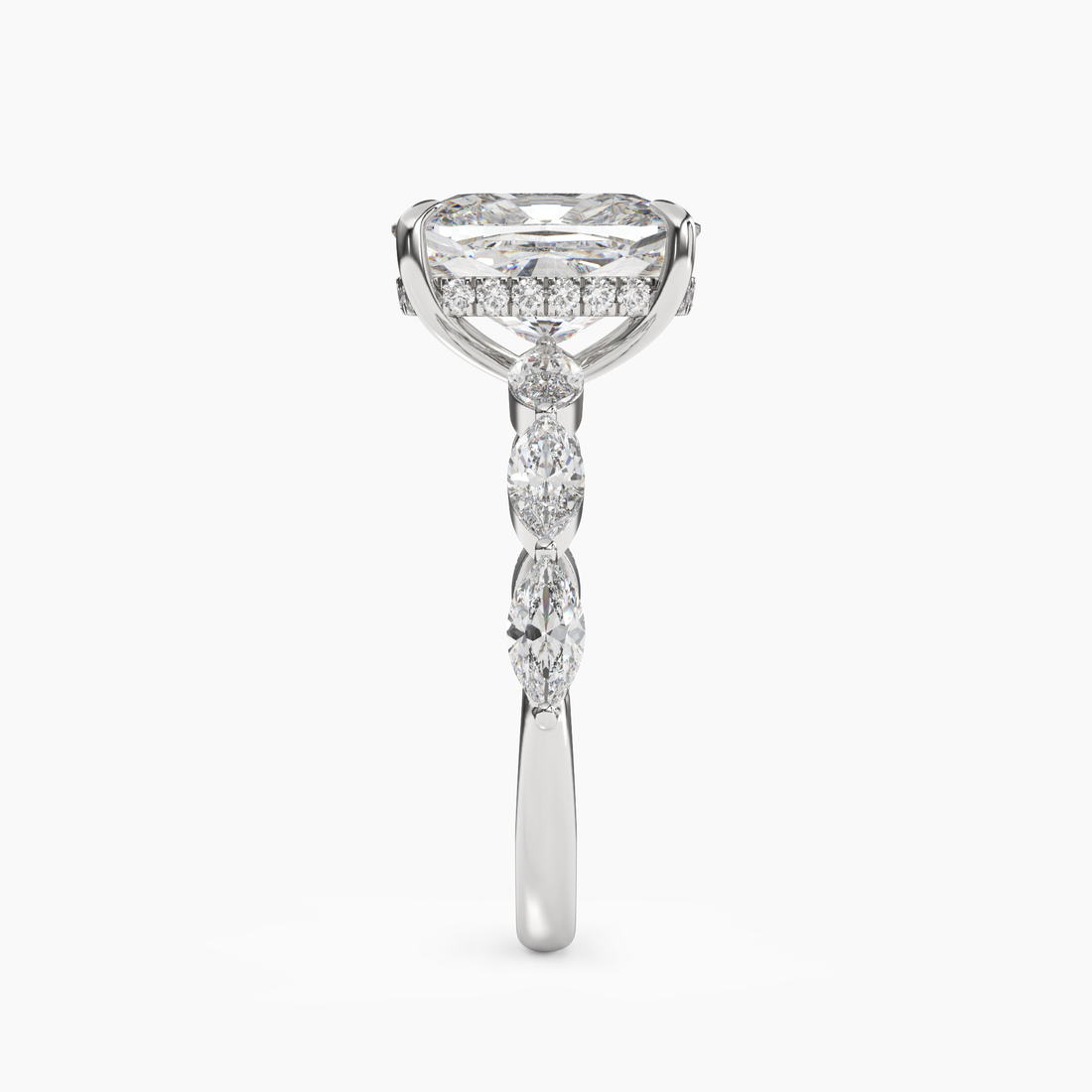 Rosemist Cushion Hidden Halo 1.5 Carat Lab Grown Diamond Engagement Ring in 18K White Gold