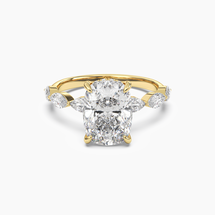 Rosemist Cushion Hidden Halo 1.5 Carat Lab Grown Diamond Engagement Ring in 14K Yellow Gold