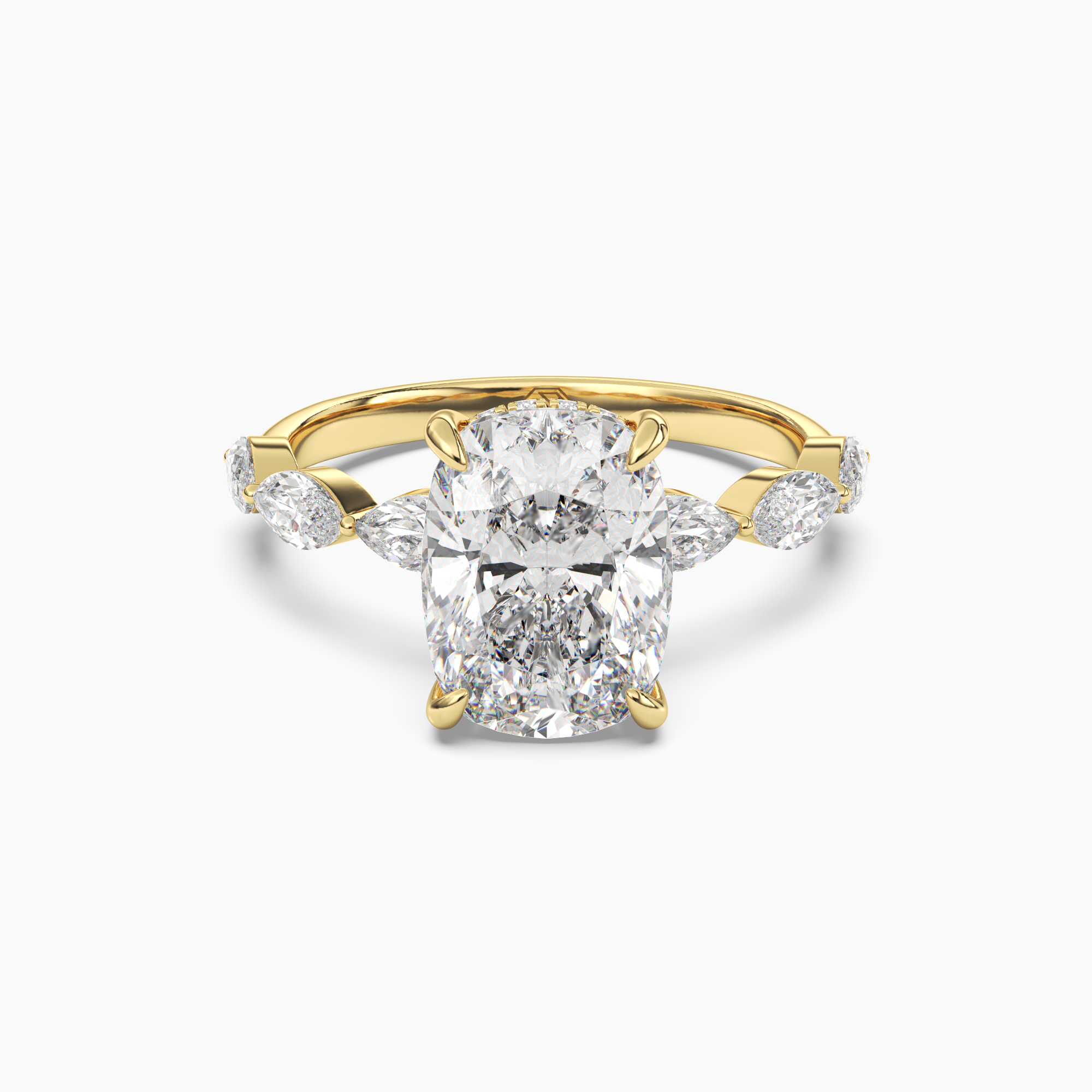 Rosemist Cushion Hidden Halo 2.5 Carat Lab Grown Diamond Engagement Ring in 18K Yellow Gold