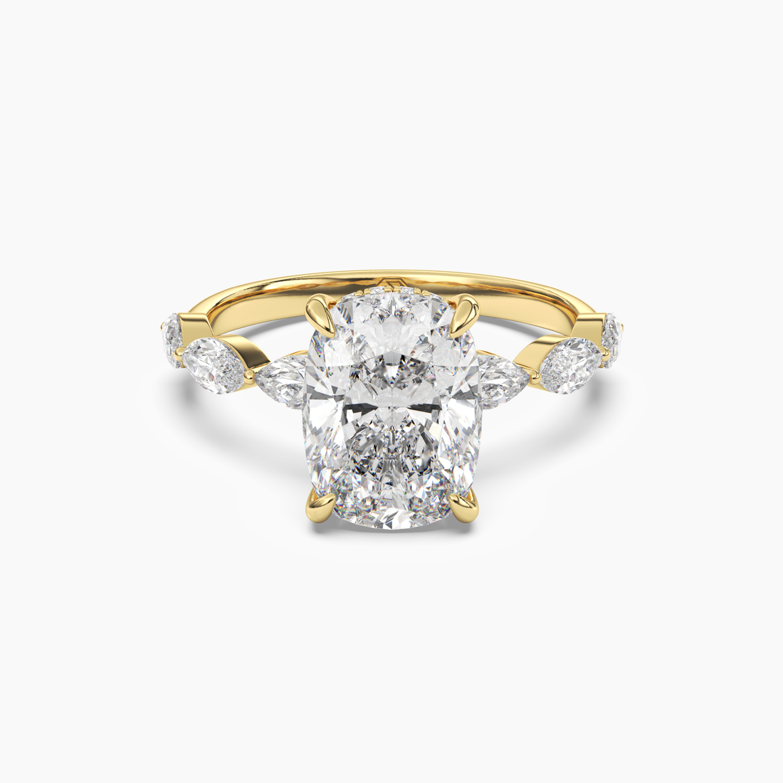 Rosemist Cushion Hidden Halo Diamond Ring Setting in 18K Rose Gold