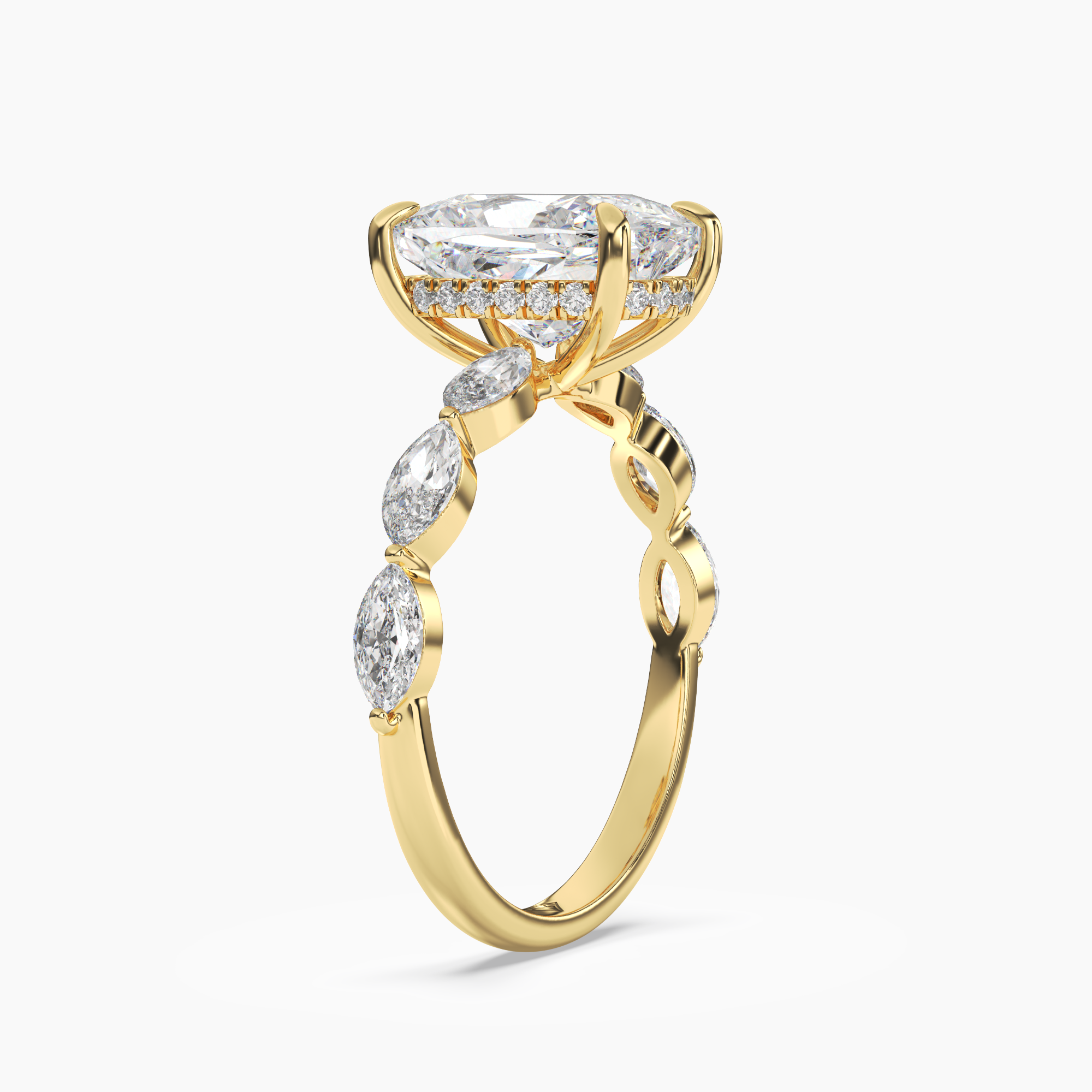 Rosemist Cushion Hidden Halo Diamond Ring Setting in 18K Rose Gold