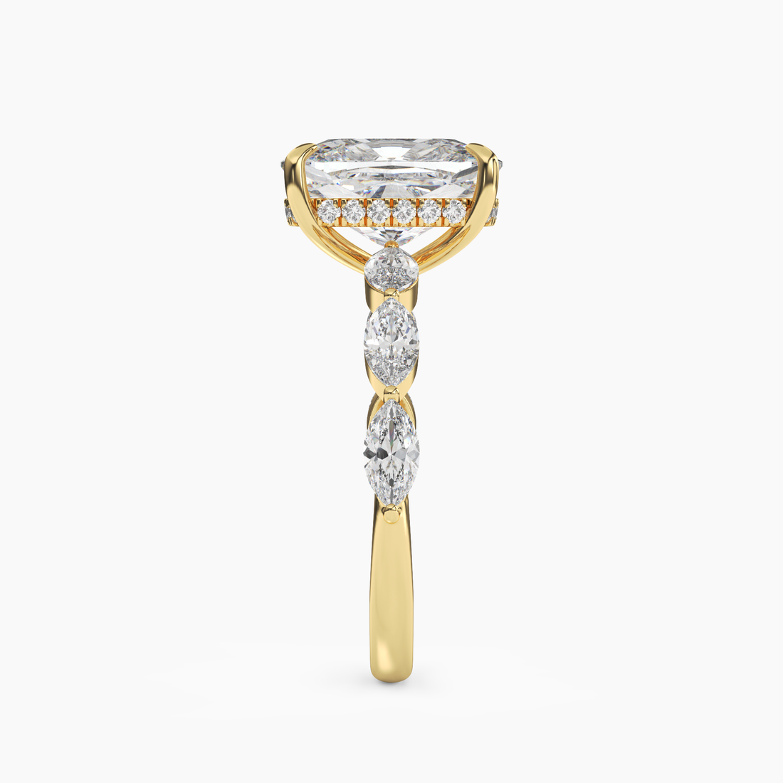 Rosemist Cushion Hidden Halo 1 Carat Lab Grown Diamond Engagement Ring in 18K White Gold