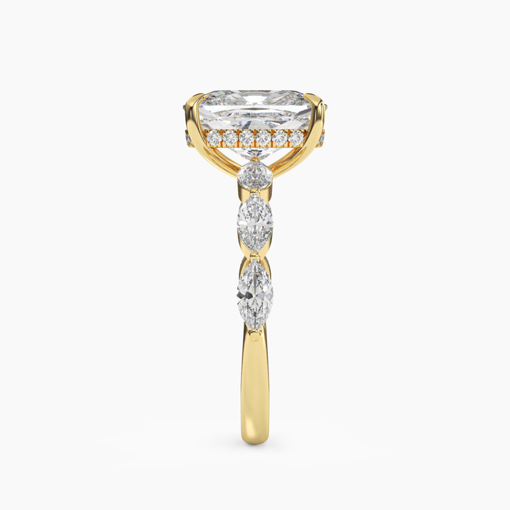 Rosemist Cushion Hidden Halo 3 Carat Lab Grown Diamond Engagement Ring in 14K Rose Gold
