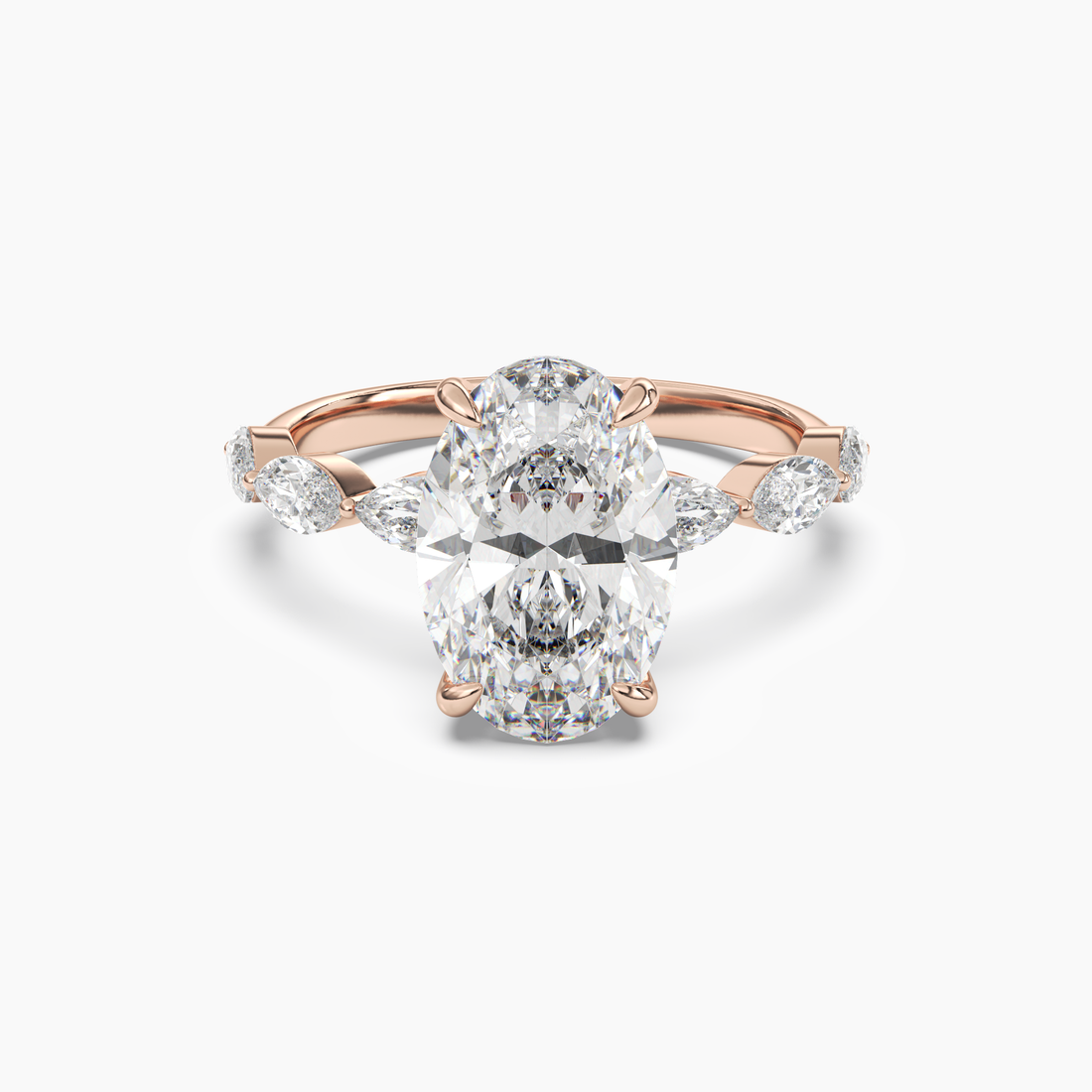 Rosemist Oval Hidden Halo Diamond Ring Setting in 18K White Gold