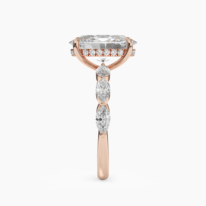 Rosemist Oval Hidden Halo 1.5 Carat Lab Grown Diamond Engagement Ring in 18K White Gold
