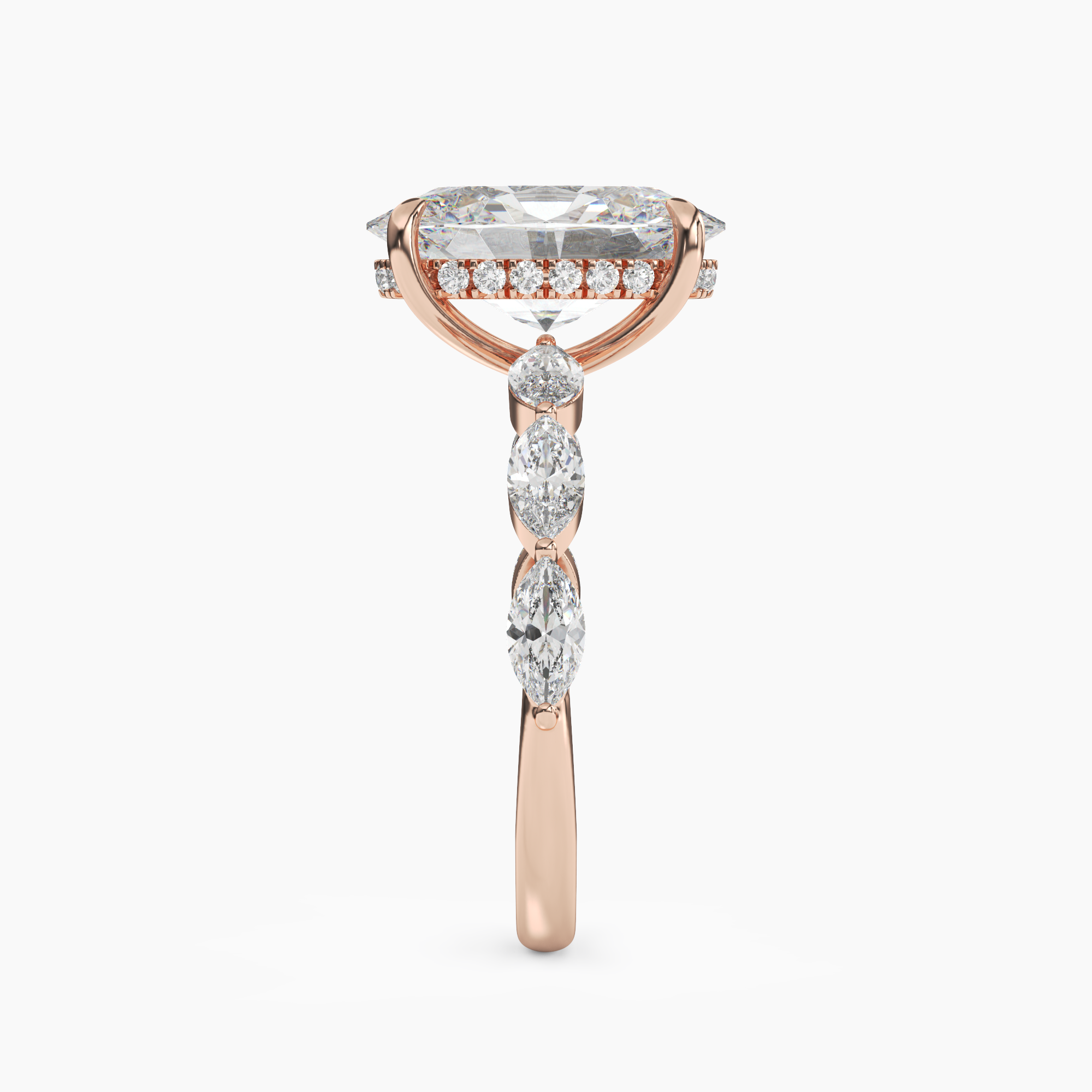 Rosemist Oval Hidden Halo 1.5 Carat Lab Grown Diamond Engagement Ring in 14K Rose Gold