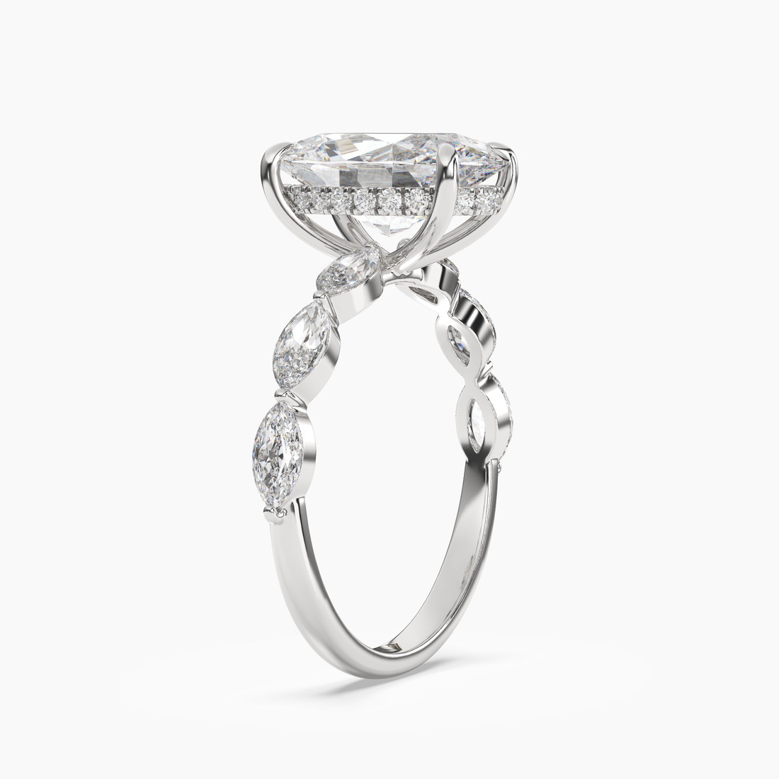 Rosemist Oval Hidden Halo 2.5 Carat Lab Grown Diamond Engagement Ring in 14K White Gold