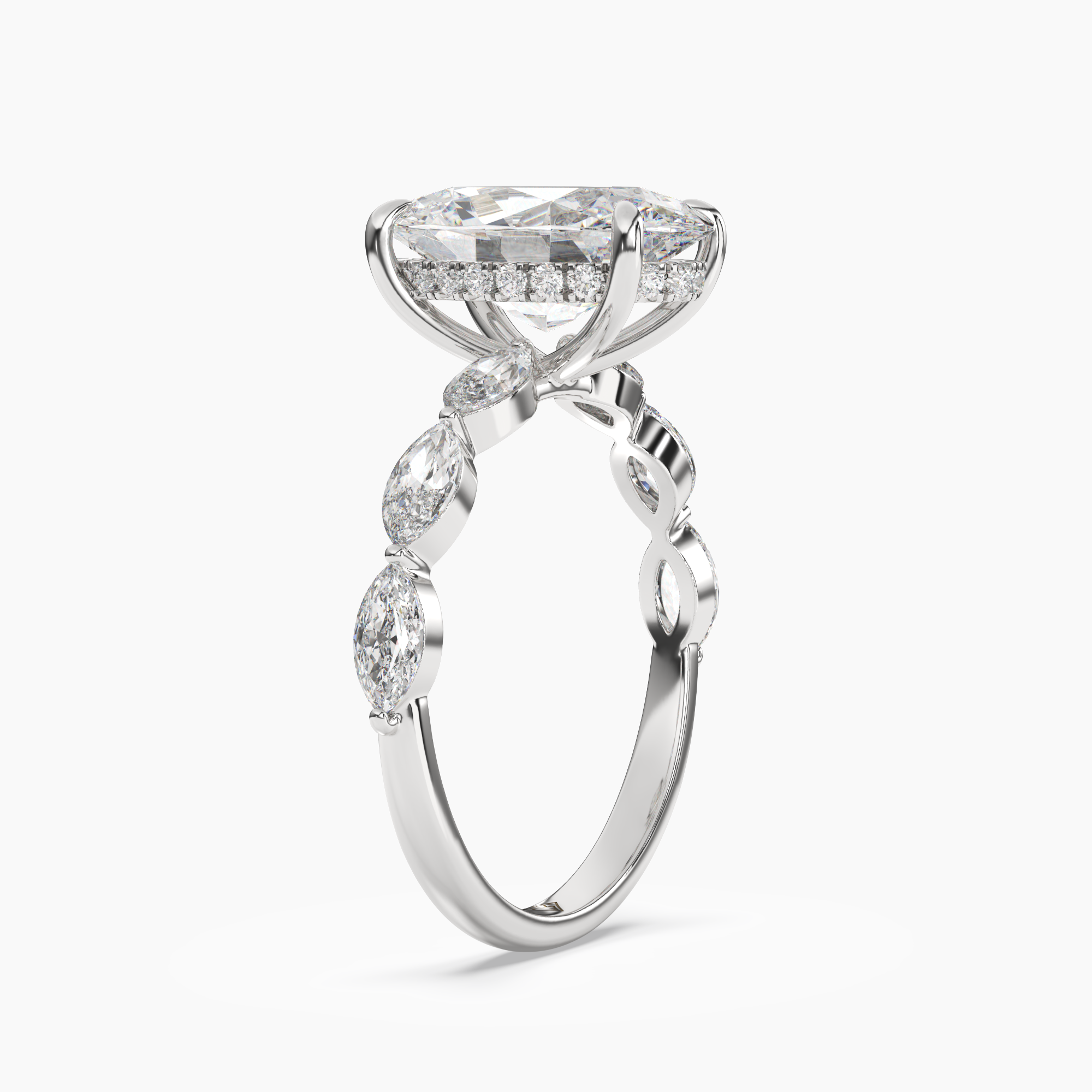 Rosemist Oval Hidden Halo 1.5 Carat Lab Grown Diamond Engagement Ring in 14K Yellow Gold