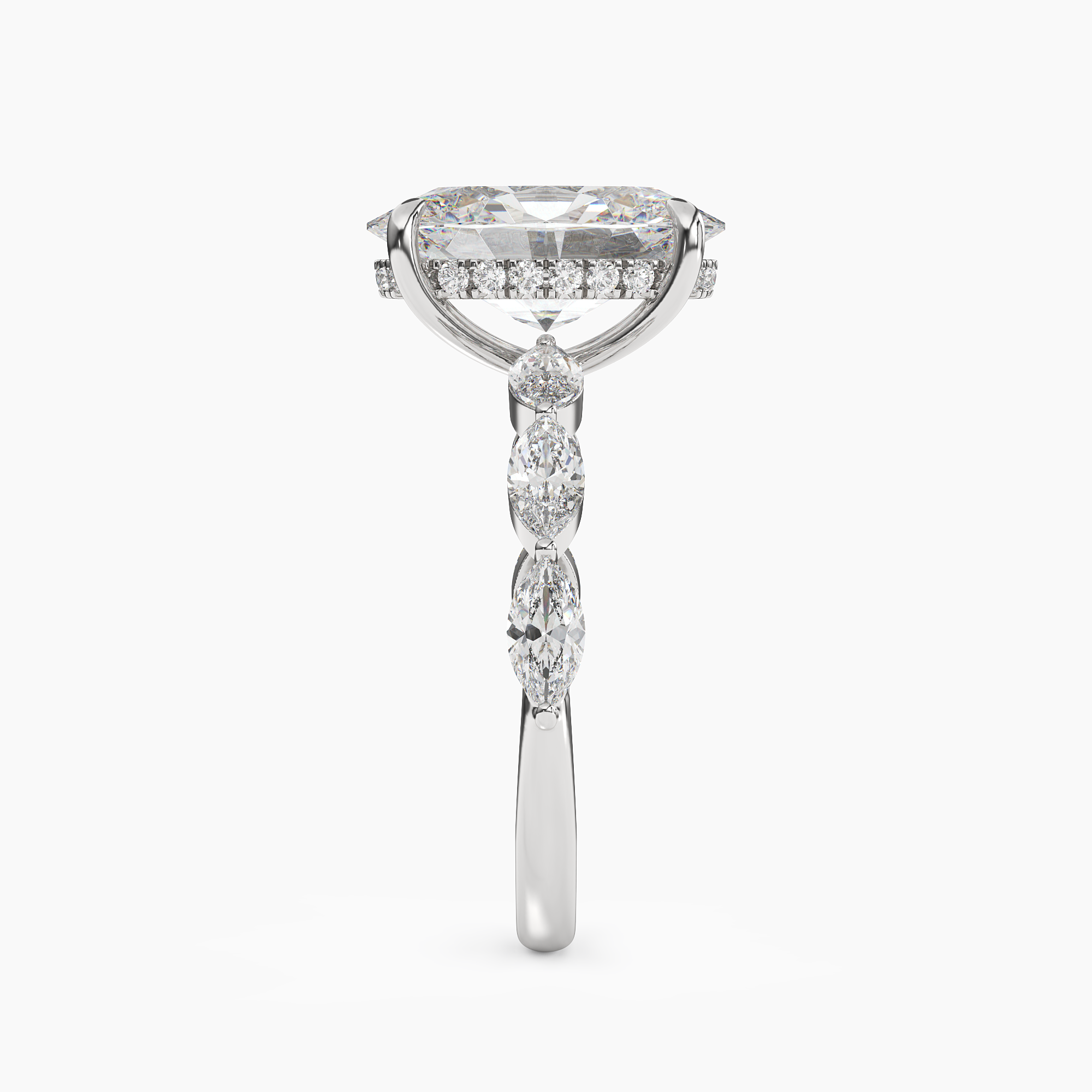 Rosemist Oval Hidden Halo Diamond Ring Setting in 18K Yellow Gold