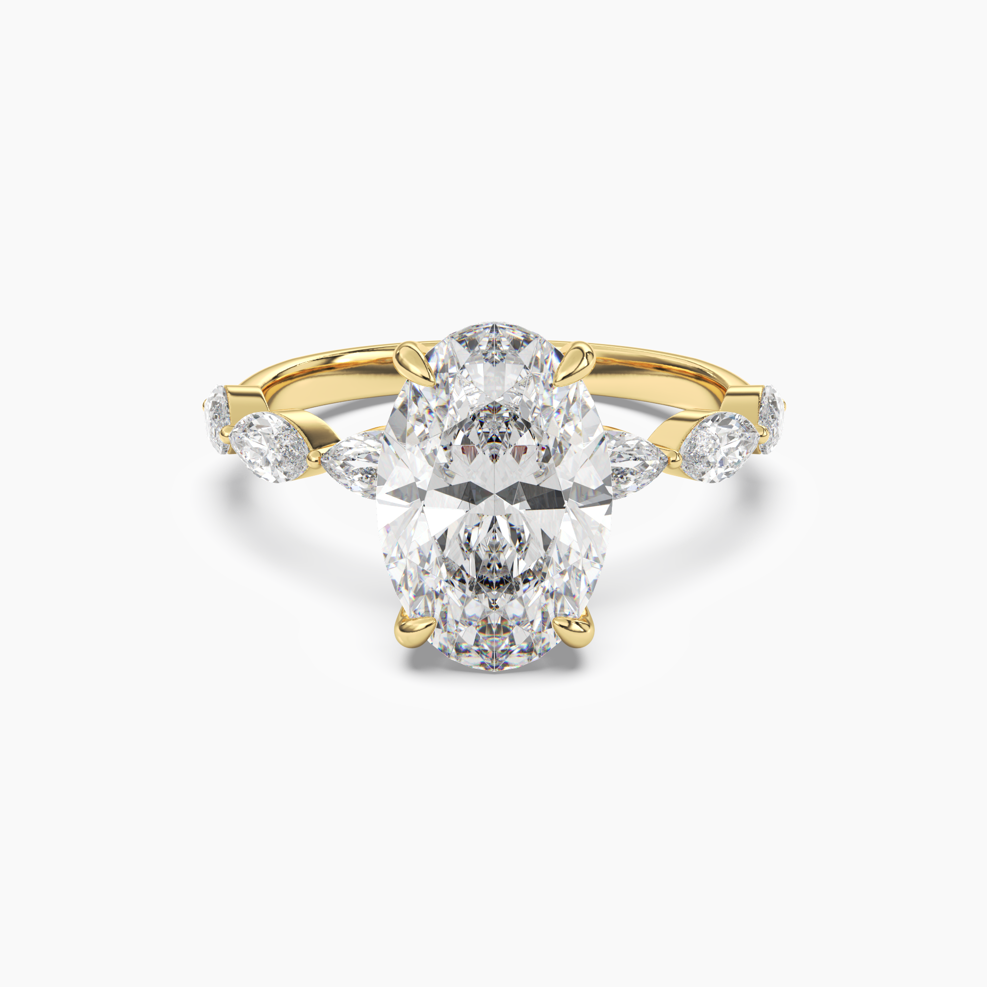Rosemist Oval Hidden Halo 3 Carat Lab Grown Diamond Engagement Ring in 18K White Gold