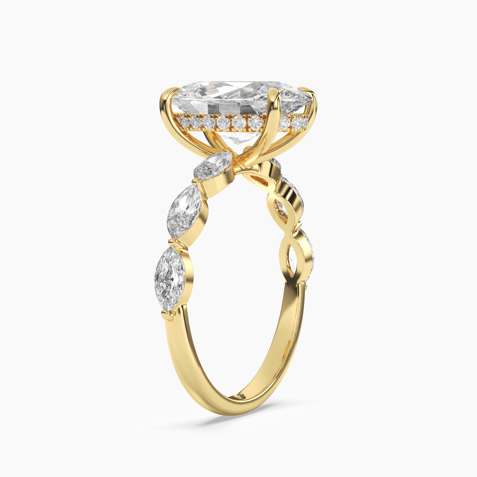 Rosemist Oval Hidden Halo 2.5 Carat Lab Grown Diamond Engagement Ring in 14K Rose Gold
