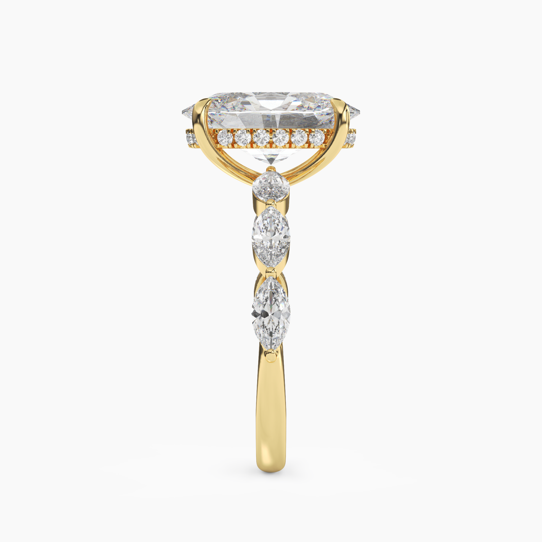 Rosemist Oval Hidden Halo 2.5 Carat Lab Grown Diamond Engagement Ring in 18K Rose Gold