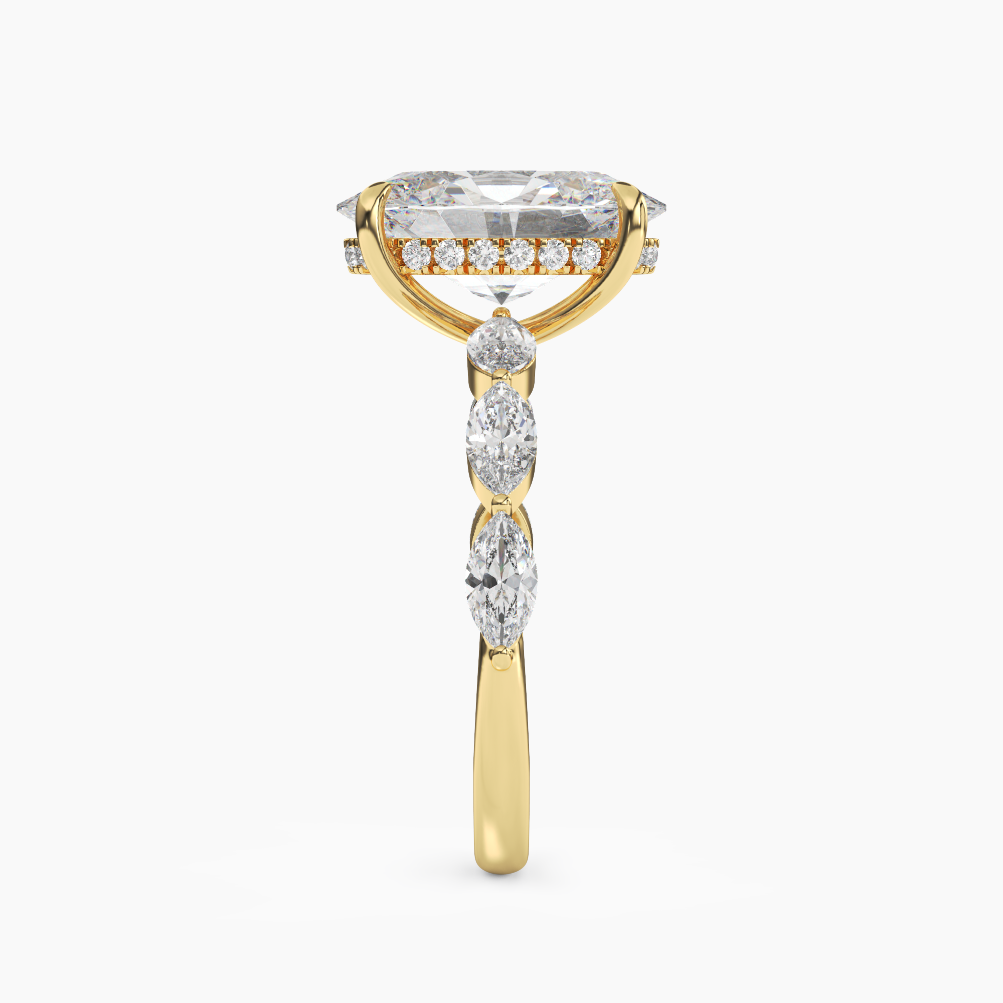 Rosemist Oval Hidden Halo 1.5 Carat Lab Grown Diamond Engagement Ring in 18K White Gold