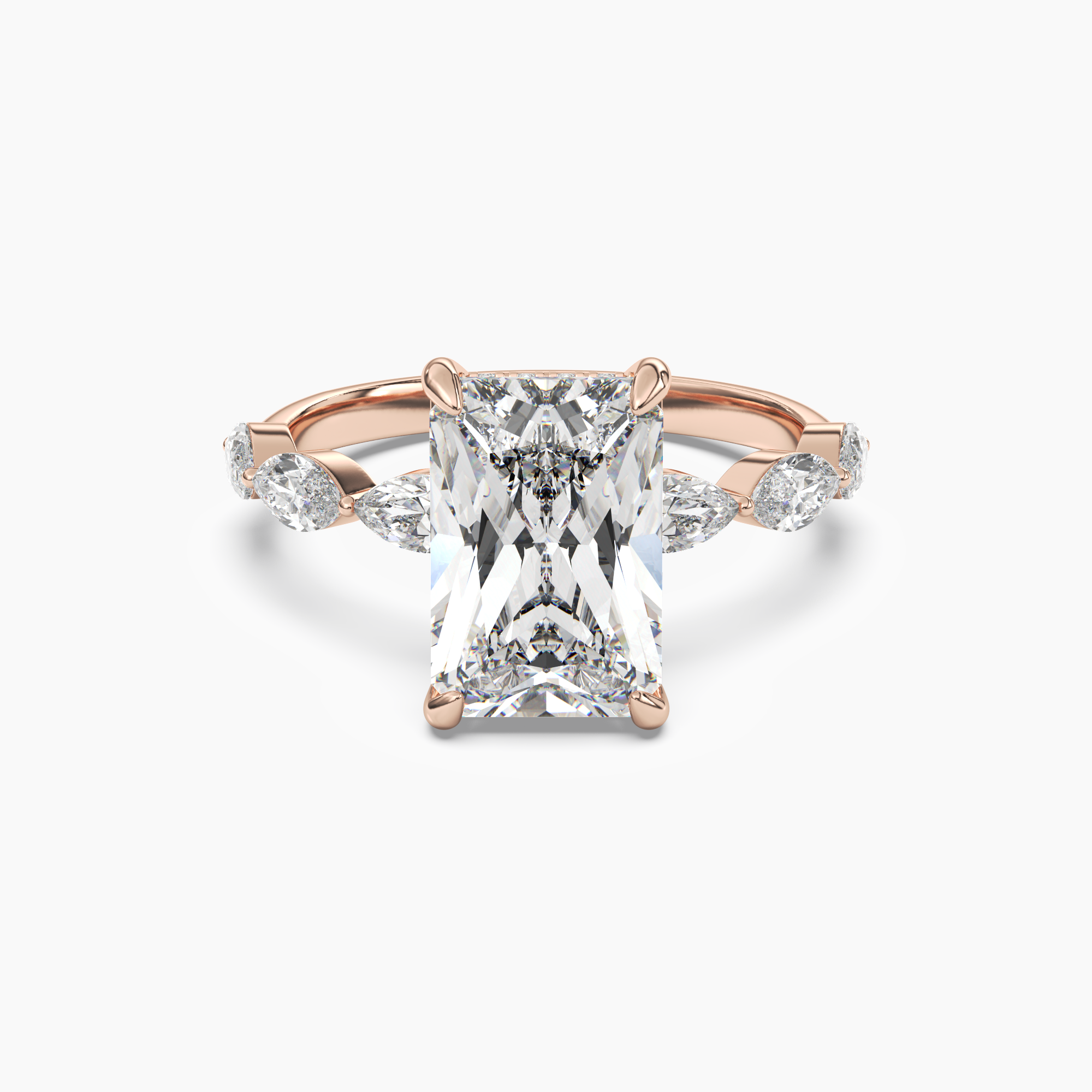 Rosemist Radiant Hidden Halo 3 Carat Lab Grown Diamond Engagement Ring in 18K Yellow Gold