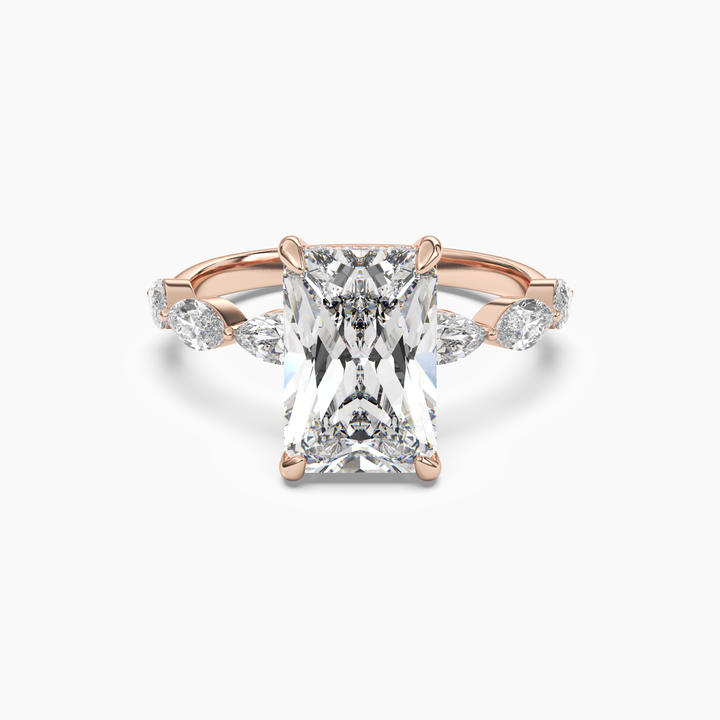 Rosemist Radiant Hidden Halo 2.5 Carat Lab Grown Diamond Engagement Ring in 18K Rose Gold