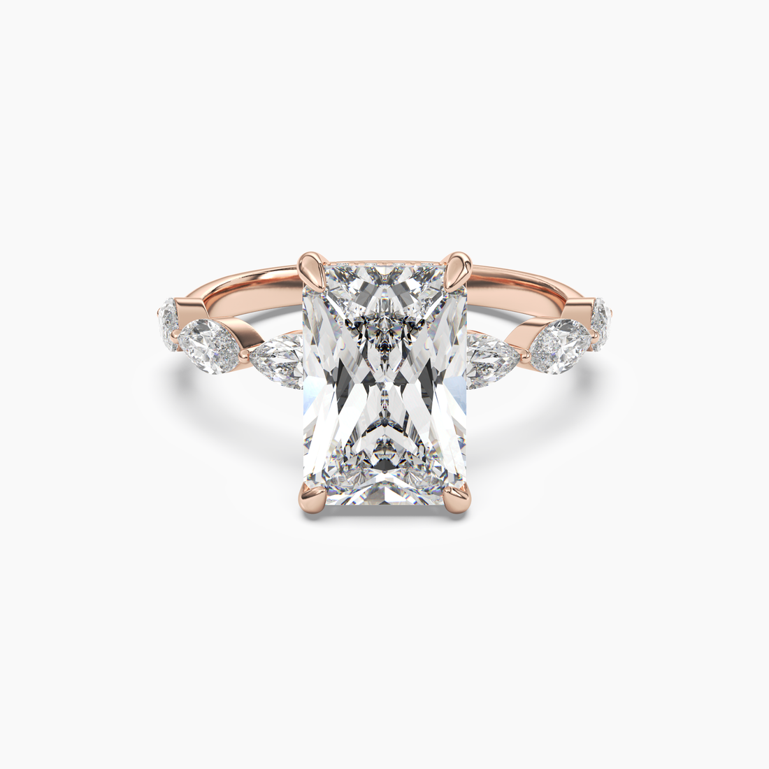 Rosemist Radiant Hidden Halo 1.5 Carat Lab Grown Diamond Engagement Ring in 14K Rose Gold