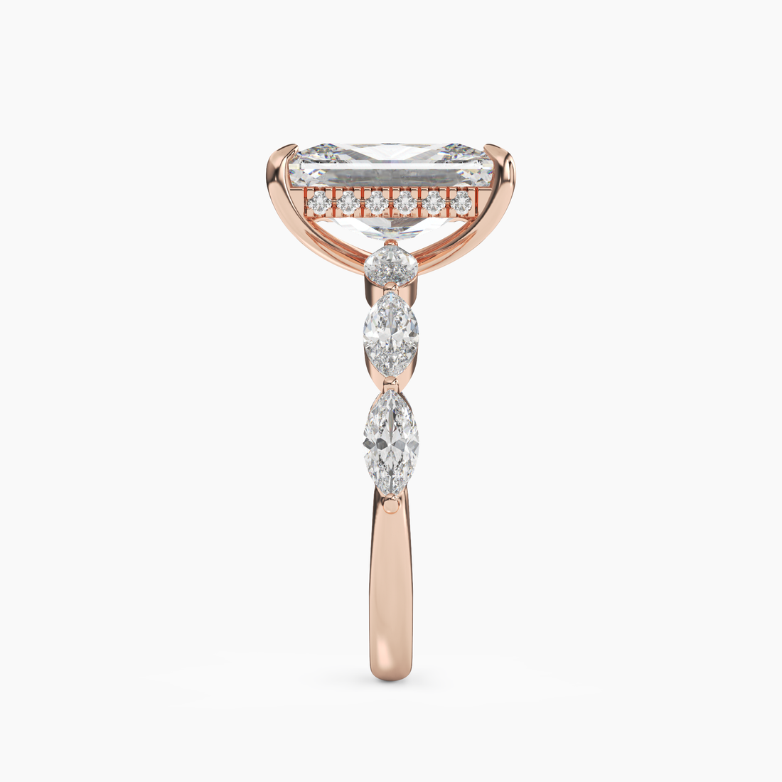 Rosemist Radiant Hidden Halo 1 Carat Lab Grown Diamond Engagement Ring in 14K Yellow Gold