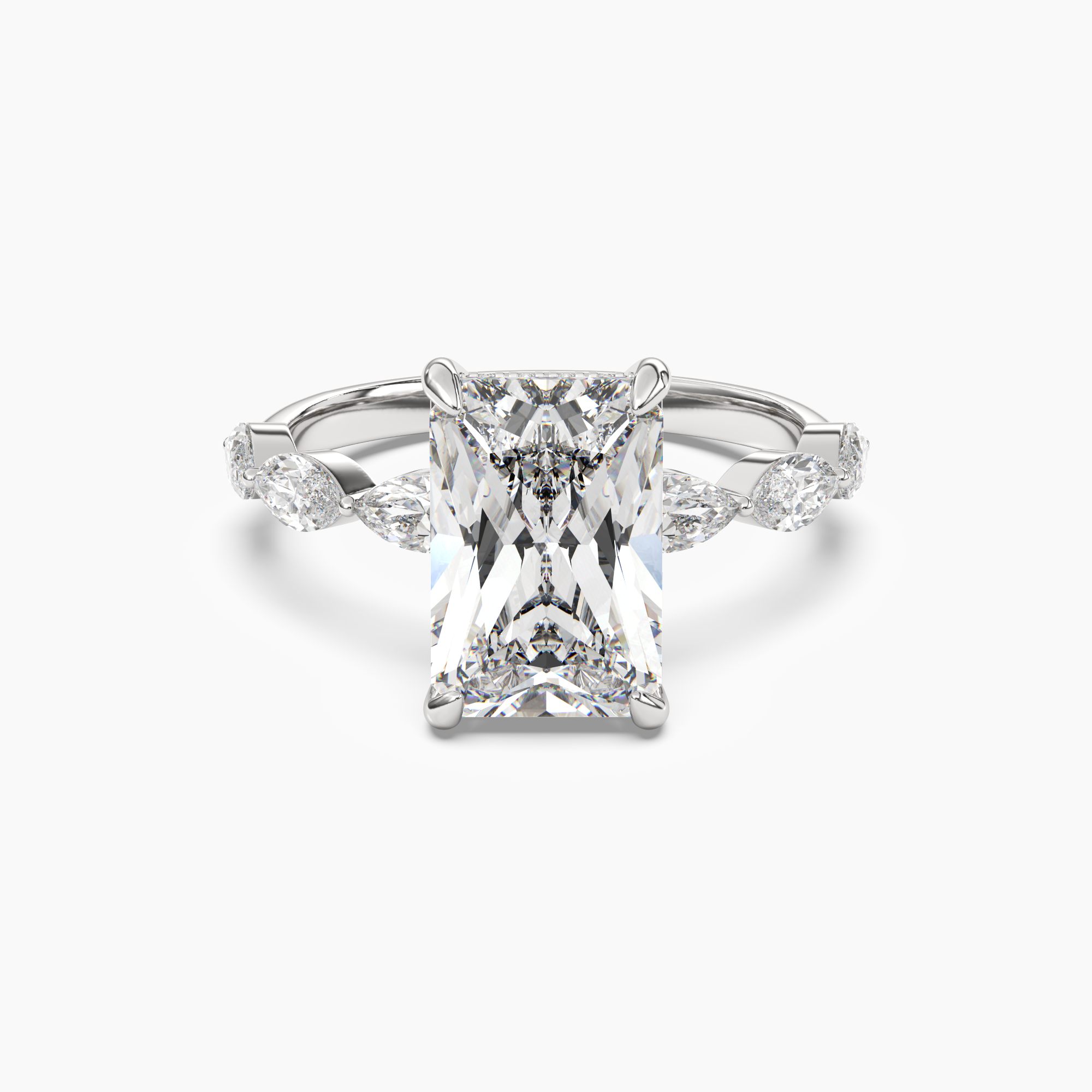 Rosemist Radiant Hidden Halo 2.5 Carat Lab Grown Diamond Engagement Ring in 18K Yellow Gold