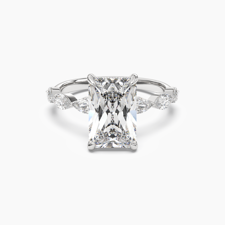 Rosemist Radiant Hidden Halo 1.5 Carat Lab Grown Diamond Engagement Ring in 14K White Gold
